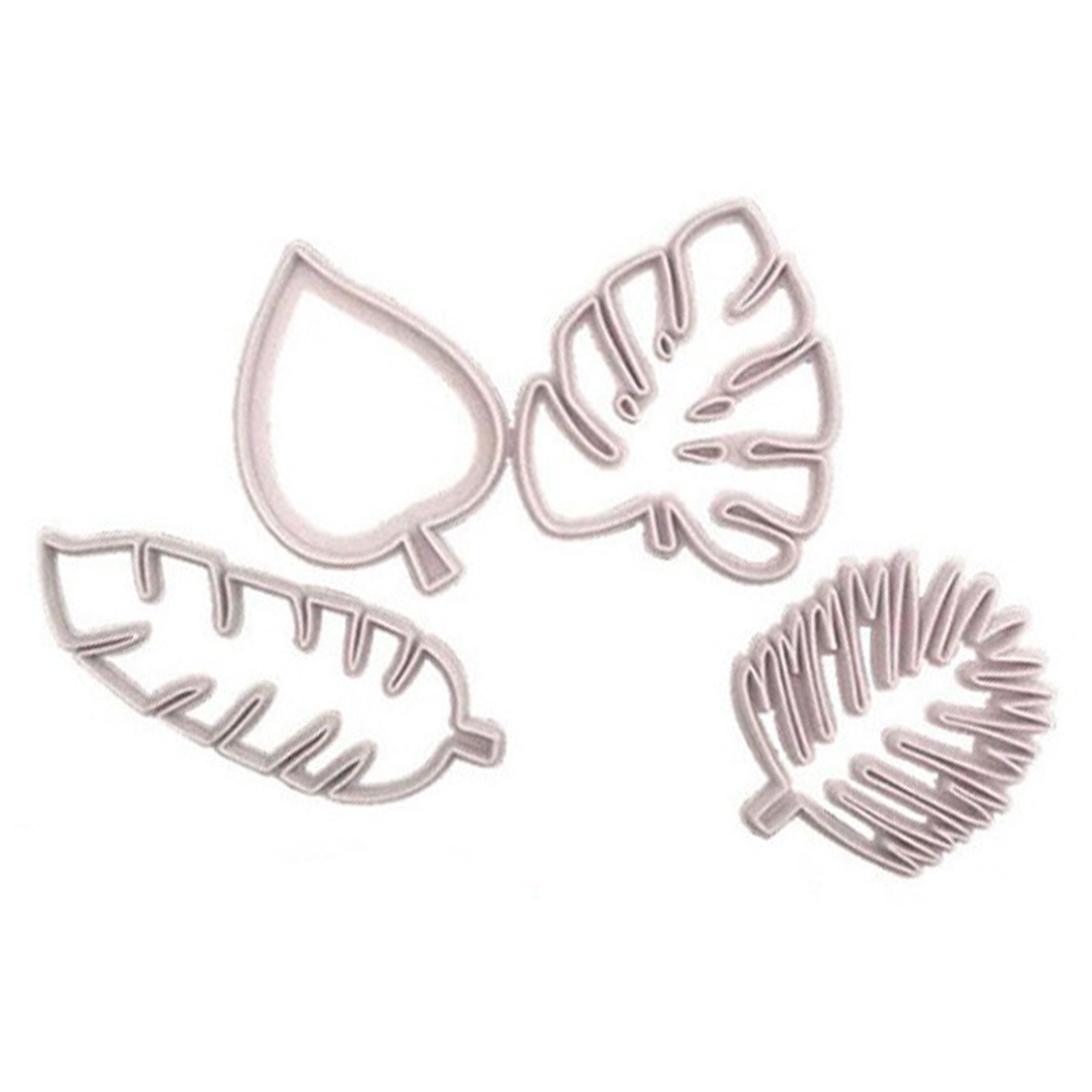 4Pcs Tropical Leaves Cookie Cutter Set Palm Leaves Fondant Cutters Mold for Luau Cake Decorating - Image 1