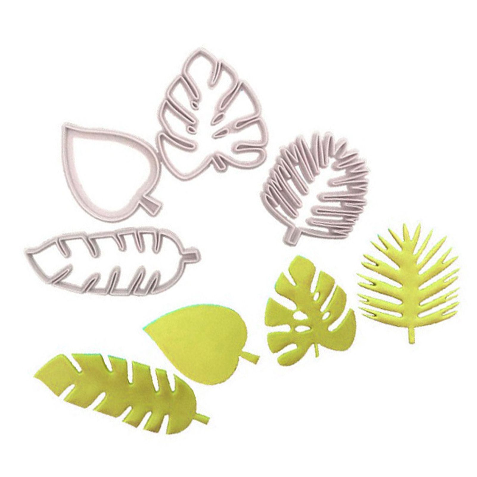 4Pcs Tropical Leaves Cookie Cutter Set Palm Leaves Fondant Cutters Mold for Luau Cake Decorating - Image 2