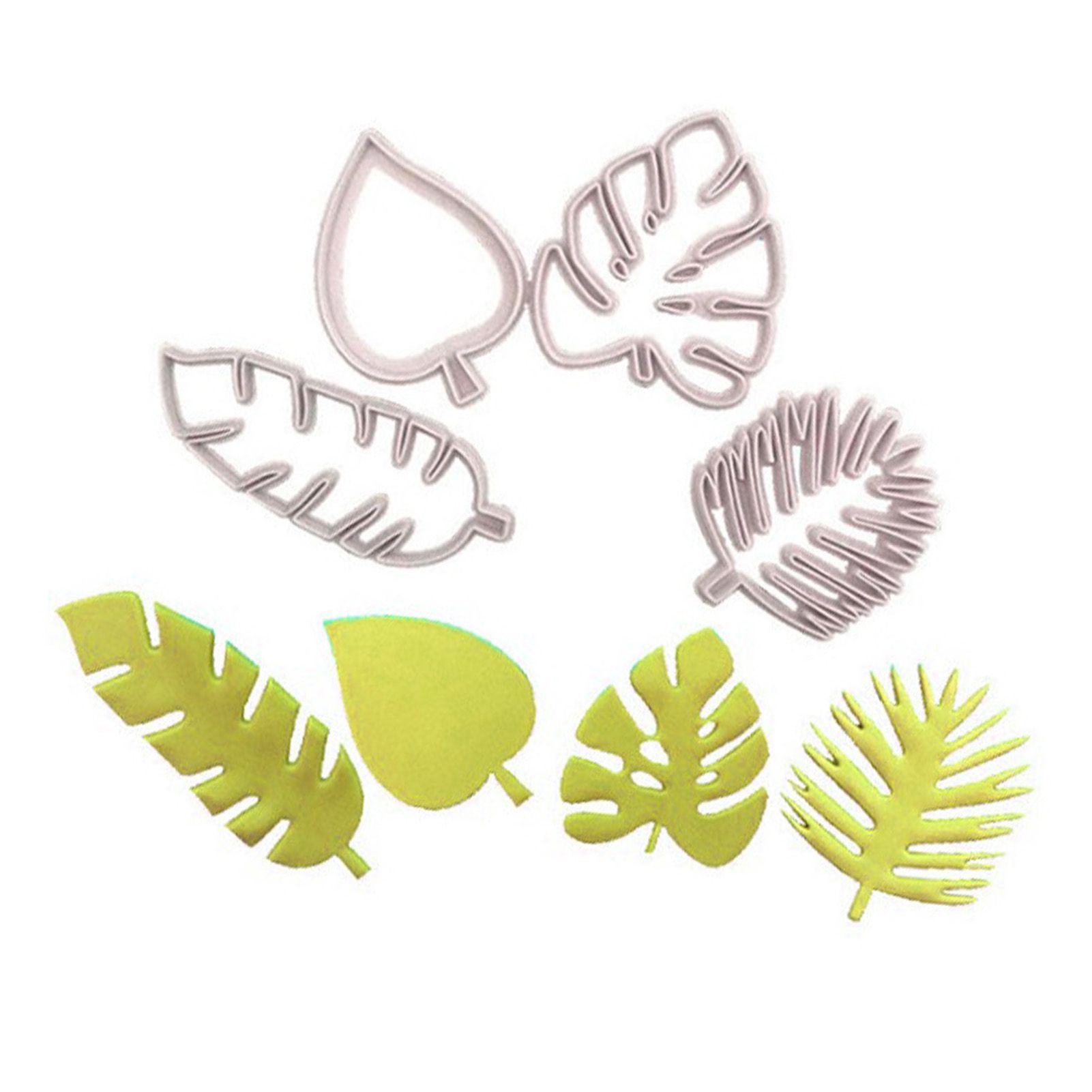 4Pcs Tropical Leaves Cookie Cutter Set Palm Leaves Fondant Cutters Mold for Luau Cake Decorating - Image 3