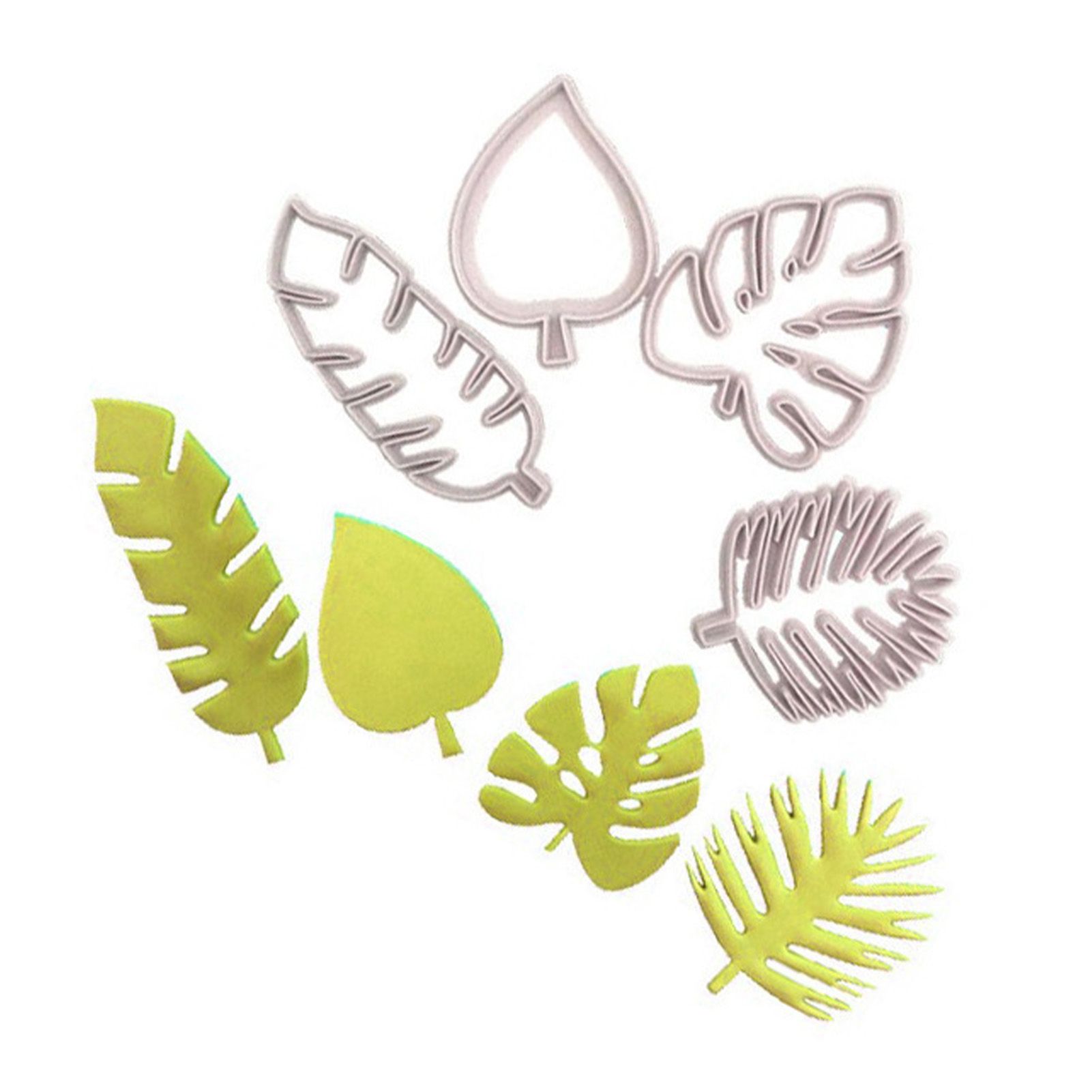 4Pcs Tropical Leaves Cookie Cutter Set Palm Leaves Fondant Cutters Mold for Luau Cake Decorating - Image 4