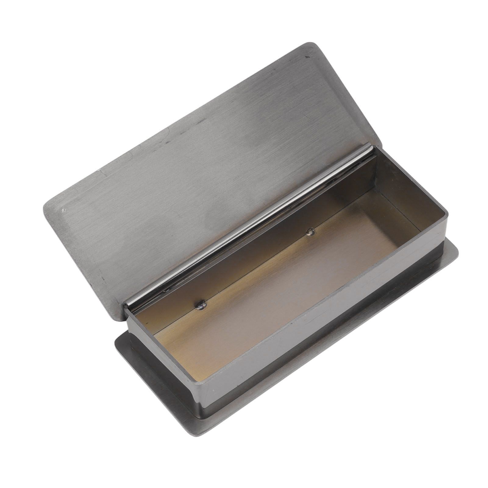 Toothpick Holder Stainless Steel Rectangular Toothpick Holder with Lid for Home Bar Hotel Restaurant Silvery Black - Image 3