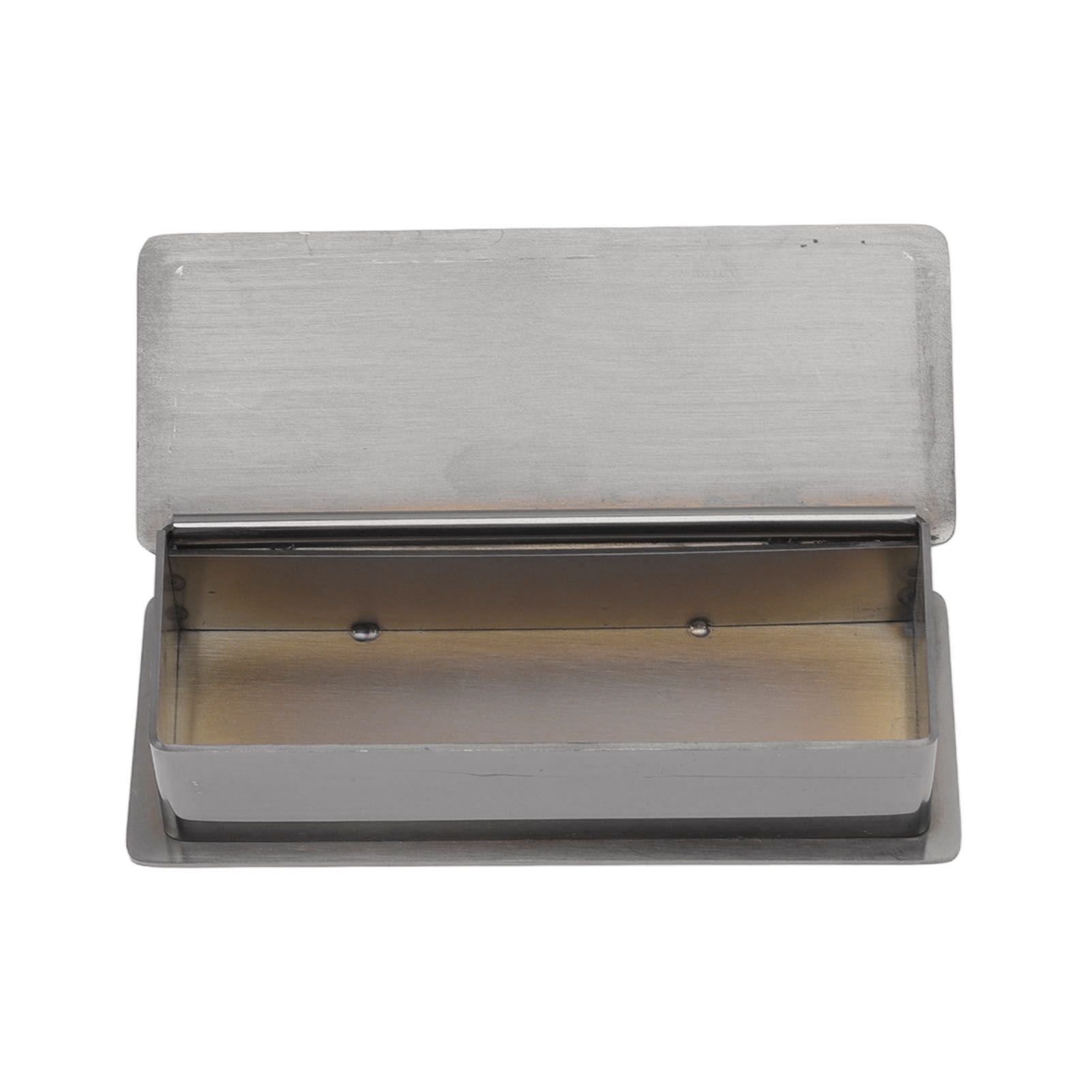 Toothpick Holder Stainless Steel Rectangular Toothpick Holder with Lid for Home Bar Hotel Restaurant Silvery Black - Image 4
