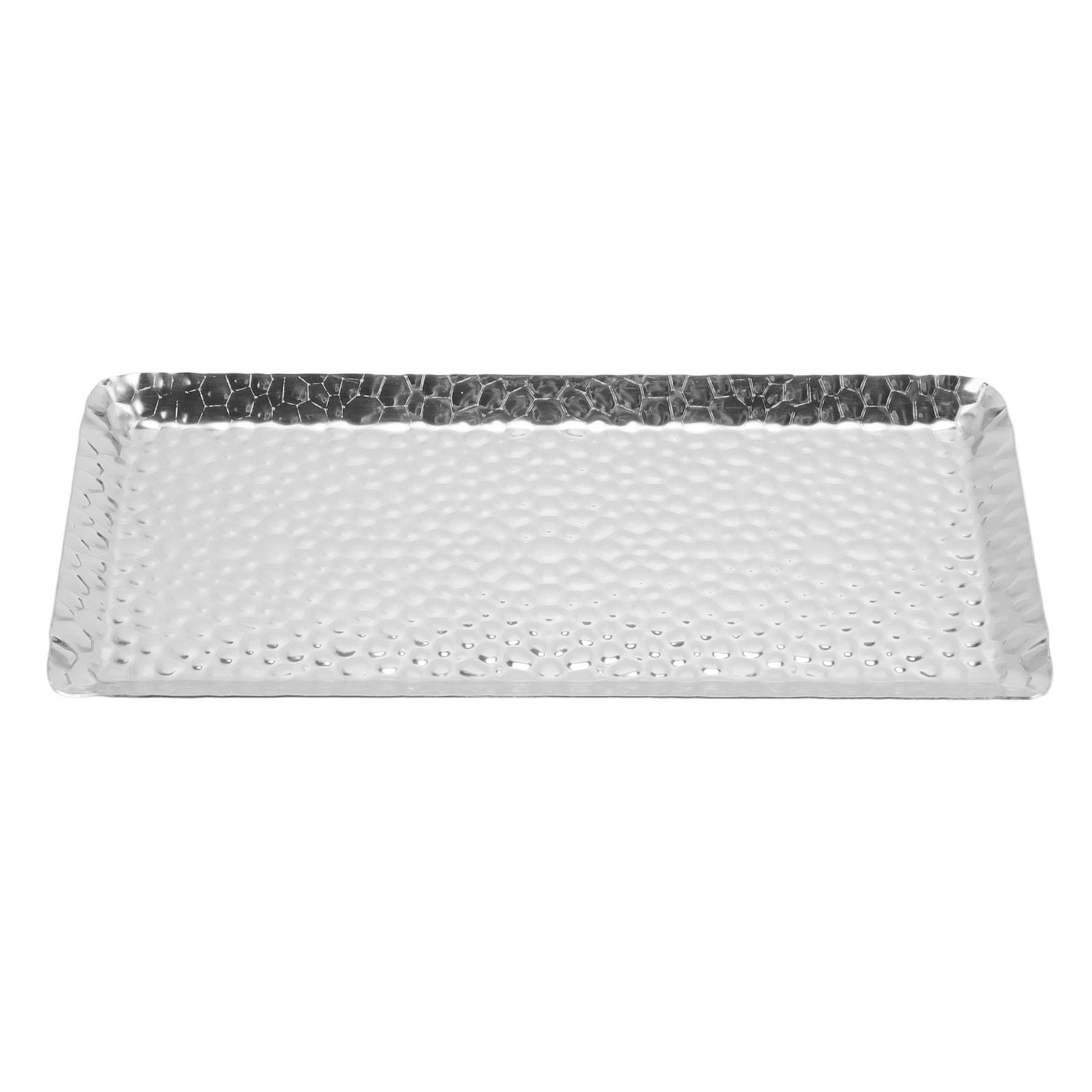 25x11cm Towel Hammered Trays Stainless Steel Multi Purpose Dishwasher Safe Dessert Tray Plate for Home Restaurant Silver - Image 1