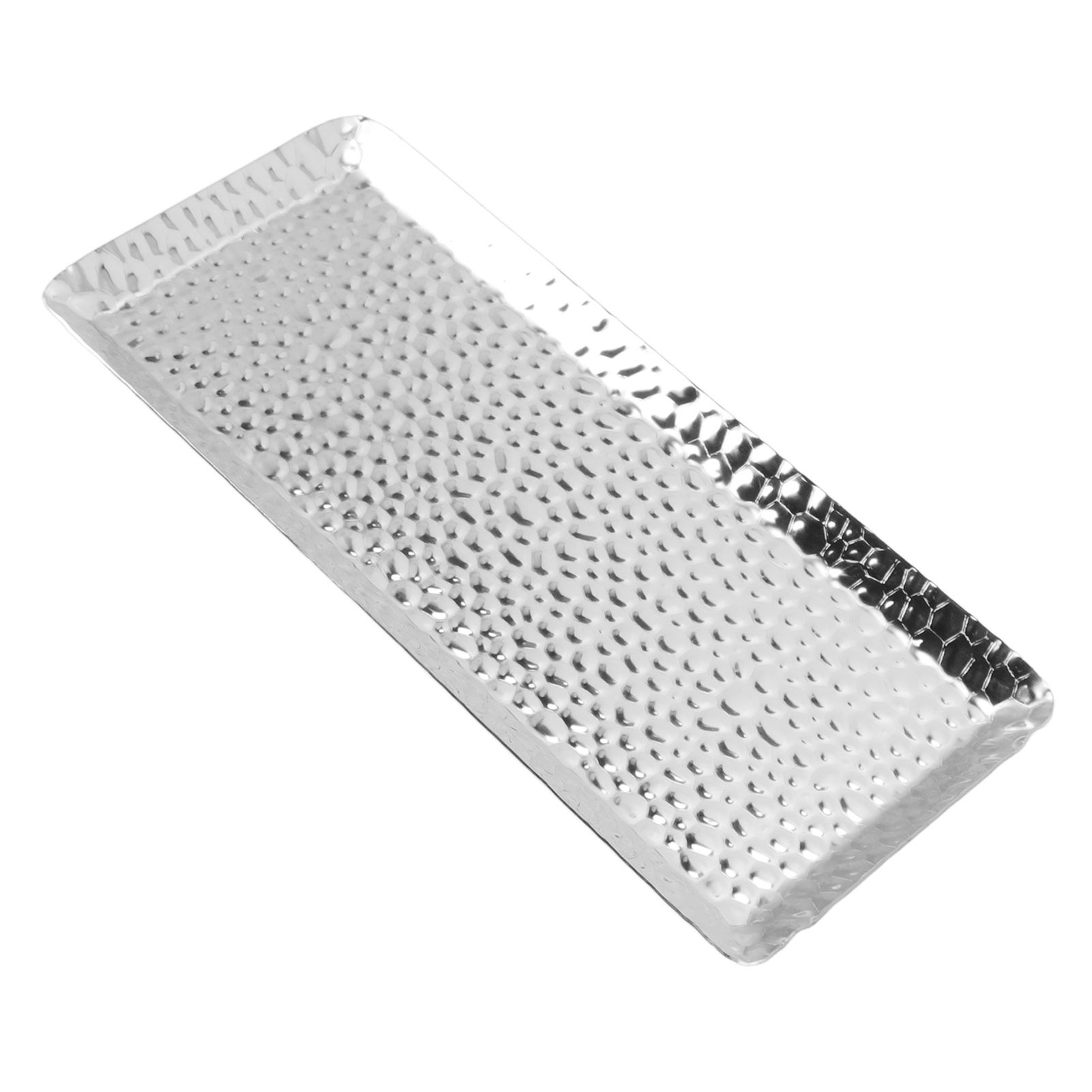 25x11cm Towel Hammered Trays Stainless Steel Multi Purpose Dishwasher Safe Dessert Tray Plate for Home Restaurant Silver - Image 2
