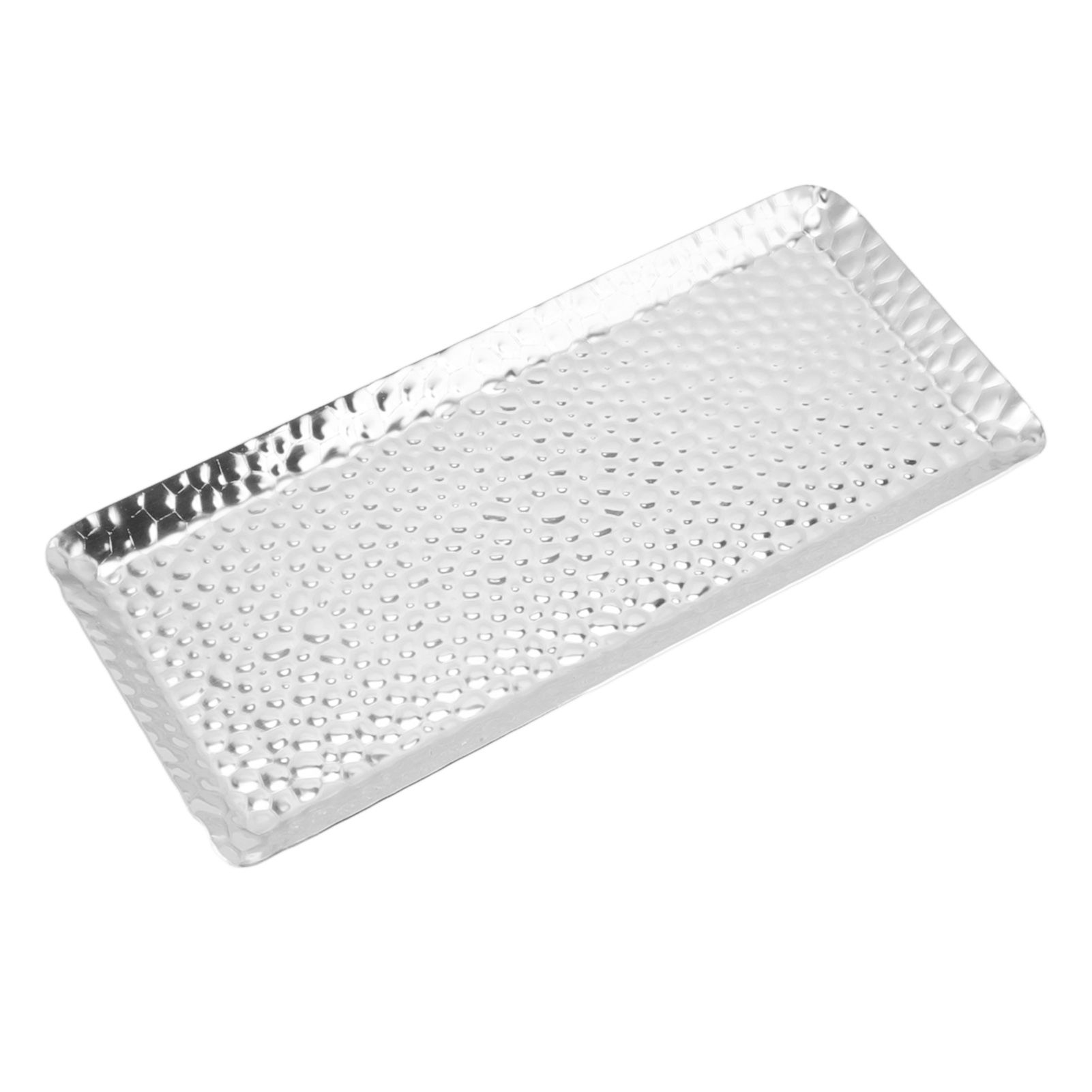 25x11cm Towel Hammered Trays Stainless Steel Multi Purpose Dishwasher Safe Dessert Tray Plate for Home Restaurant Silver - Image 3