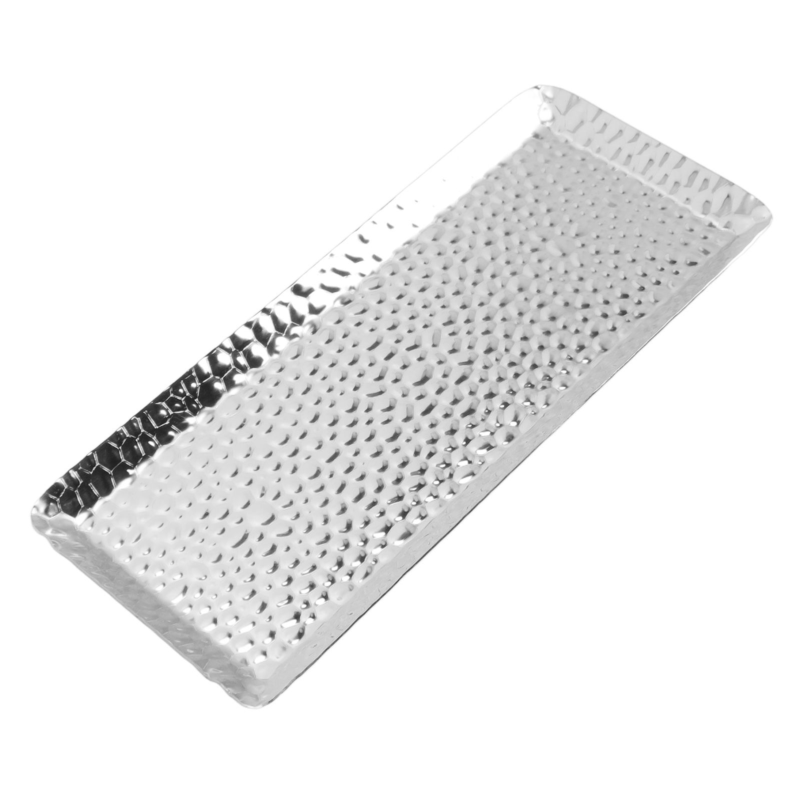 25x11cm Towel Hammered Trays Stainless Steel Multi Purpose Dishwasher Safe Dessert Tray Plate for Home Restaurant Silver - Image 4
