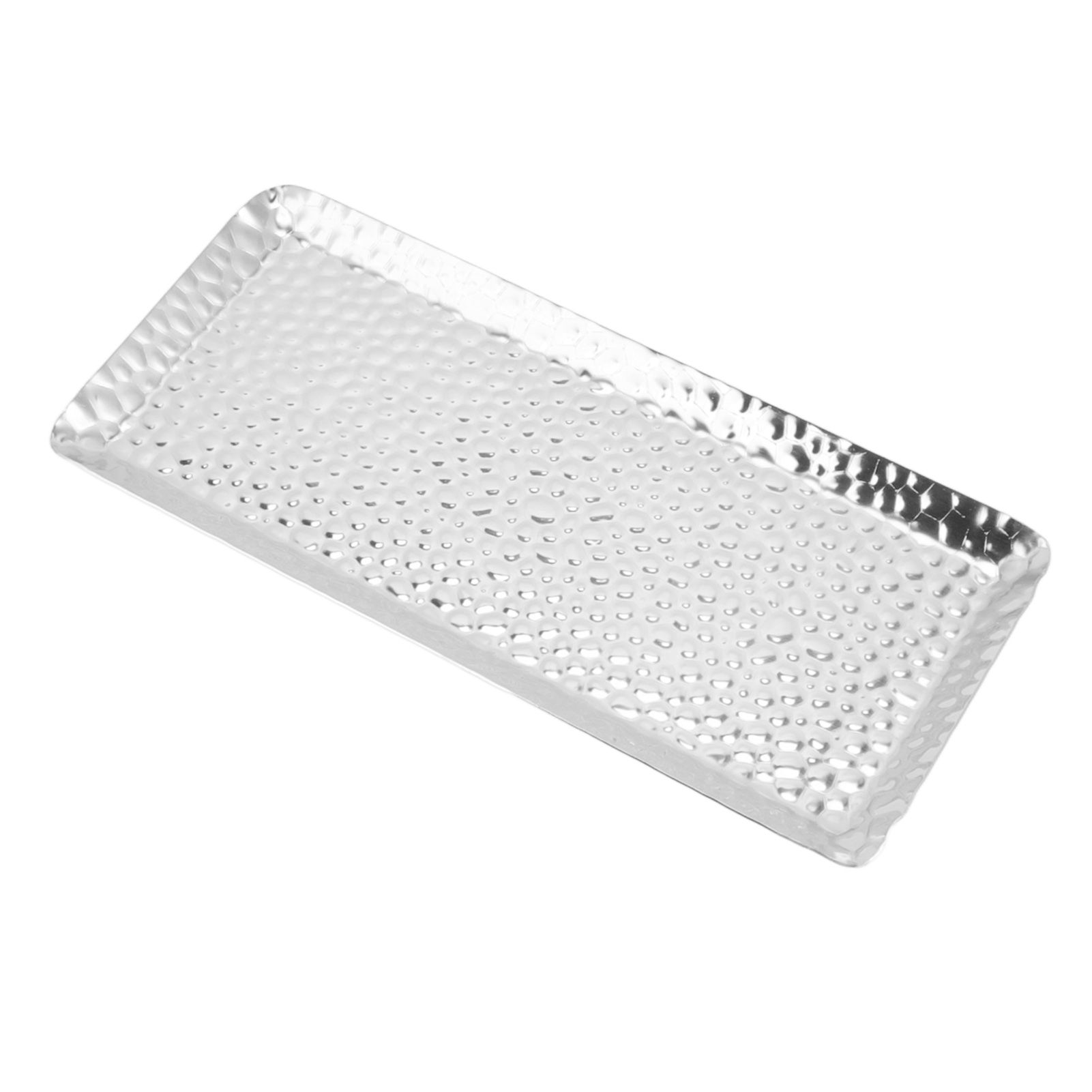25x11cm Towel Hammered Trays Stainless Steel Multi Purpose Dishwasher Safe Dessert Tray Plate for Home Restaurant Silver - Image 5