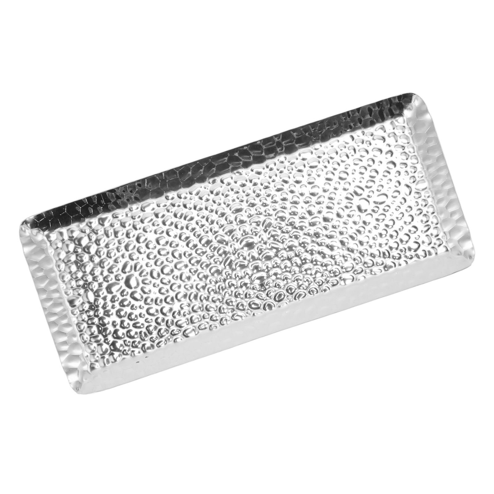 25x11cm Towel Hammered Trays Stainless Steel Multi Purpose Dishwasher Safe Dessert Tray Plate for Home Restaurant Silver - Image 8