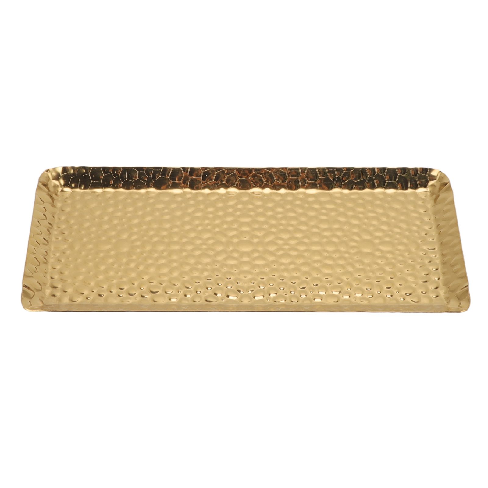 25x11cm Towel Hammered Trays Stainless Steel Multi Purpose Dishwasher Safe Dessert Tray Plate for Home Restaurant Gold - Image 1
