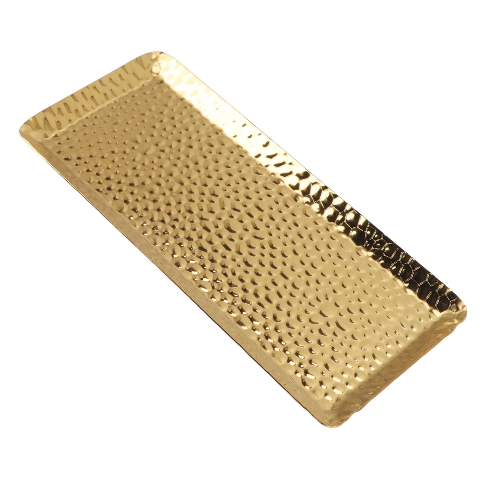 25x11cm Towel Hammered Trays Stainless Steel Multi Purpose Dishwasher Safe Dessert Tray Plate for Home Restaurant Gold - Image 2