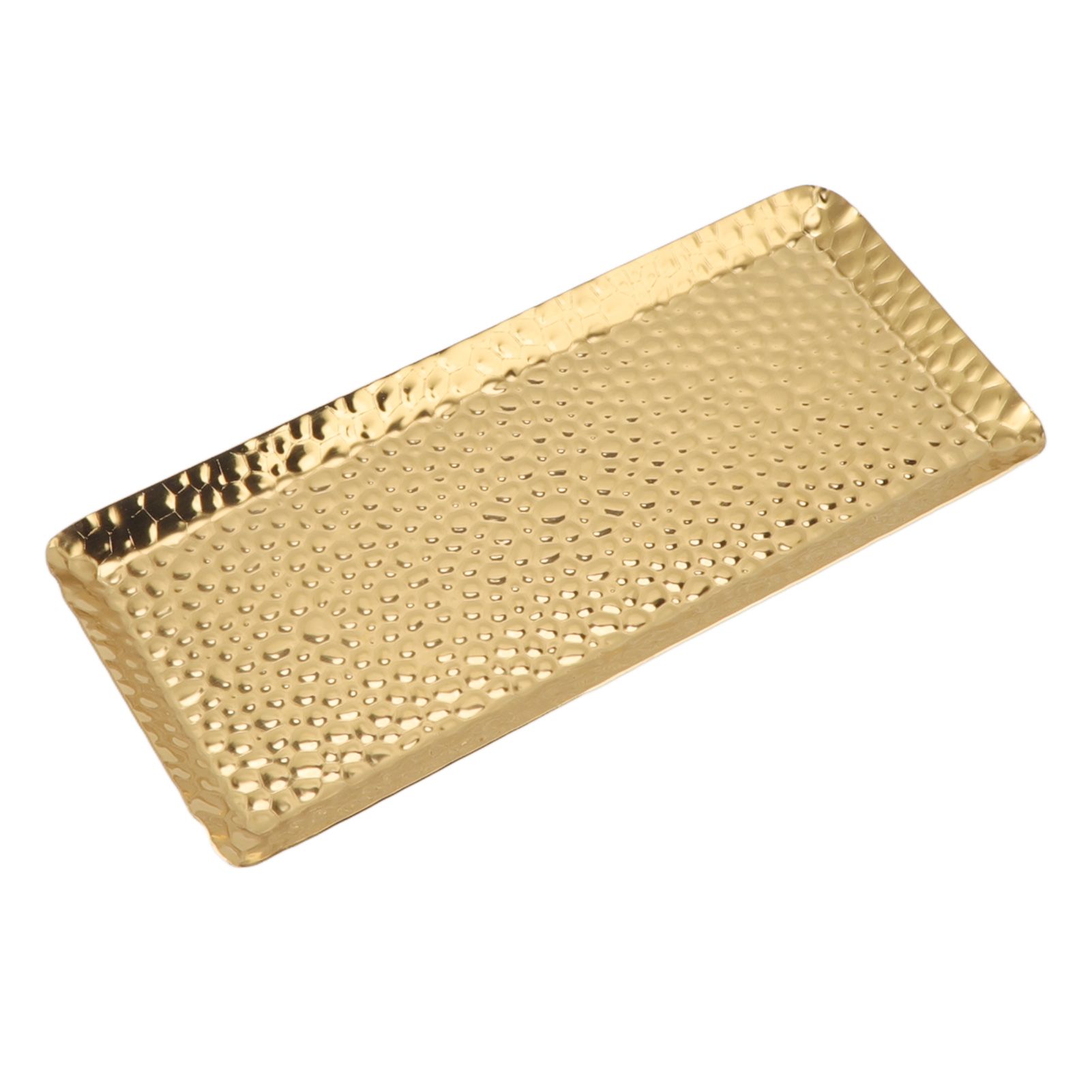 25x11cm Towel Hammered Trays Stainless Steel Multi Purpose Dishwasher Safe Dessert Tray Plate for Home Restaurant Gold - Image 3