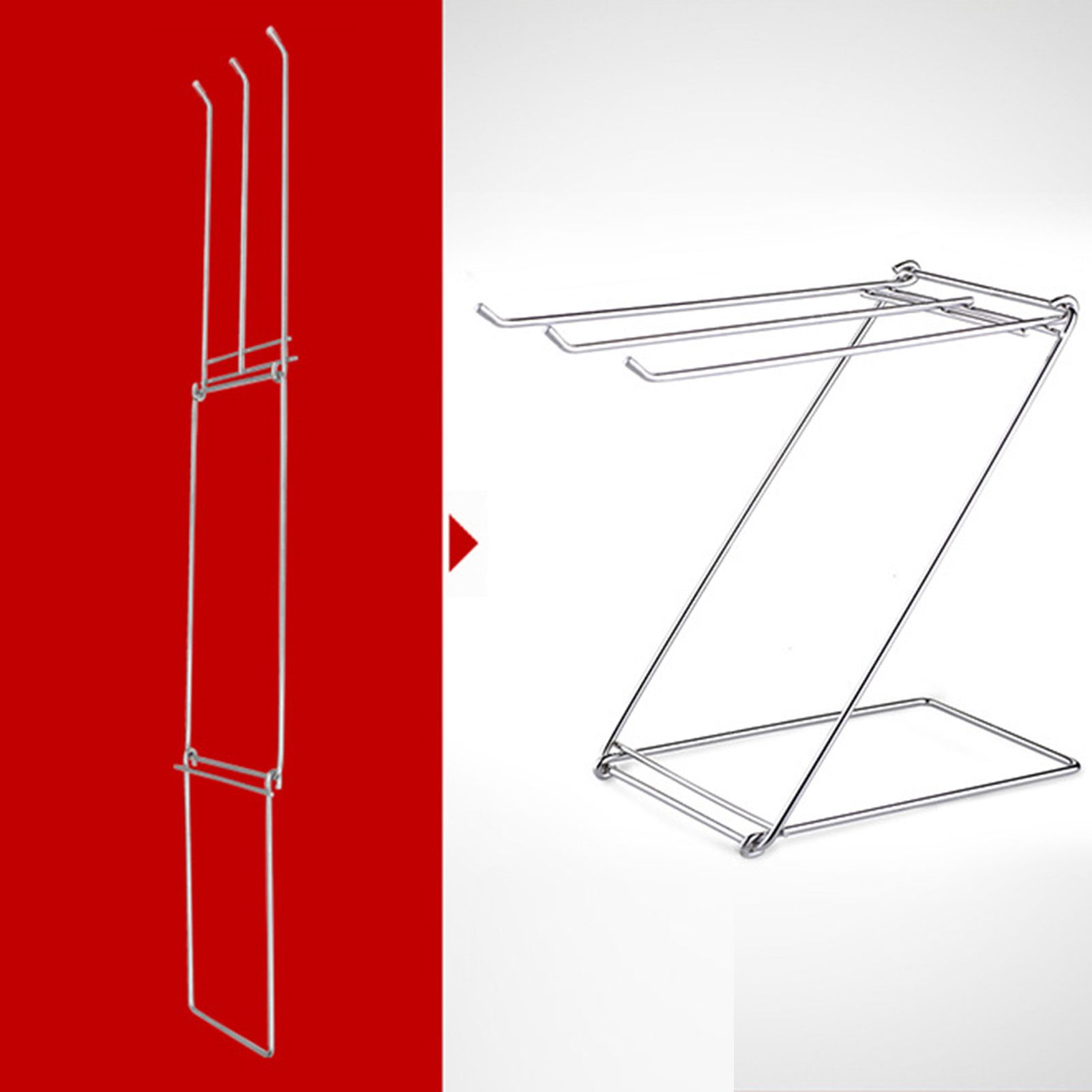 Foldable Floor Towel Holder Stainless Steel Z Shaped 3 Bars Floor Towel Rack for Bathroom Kitchen - Image 6