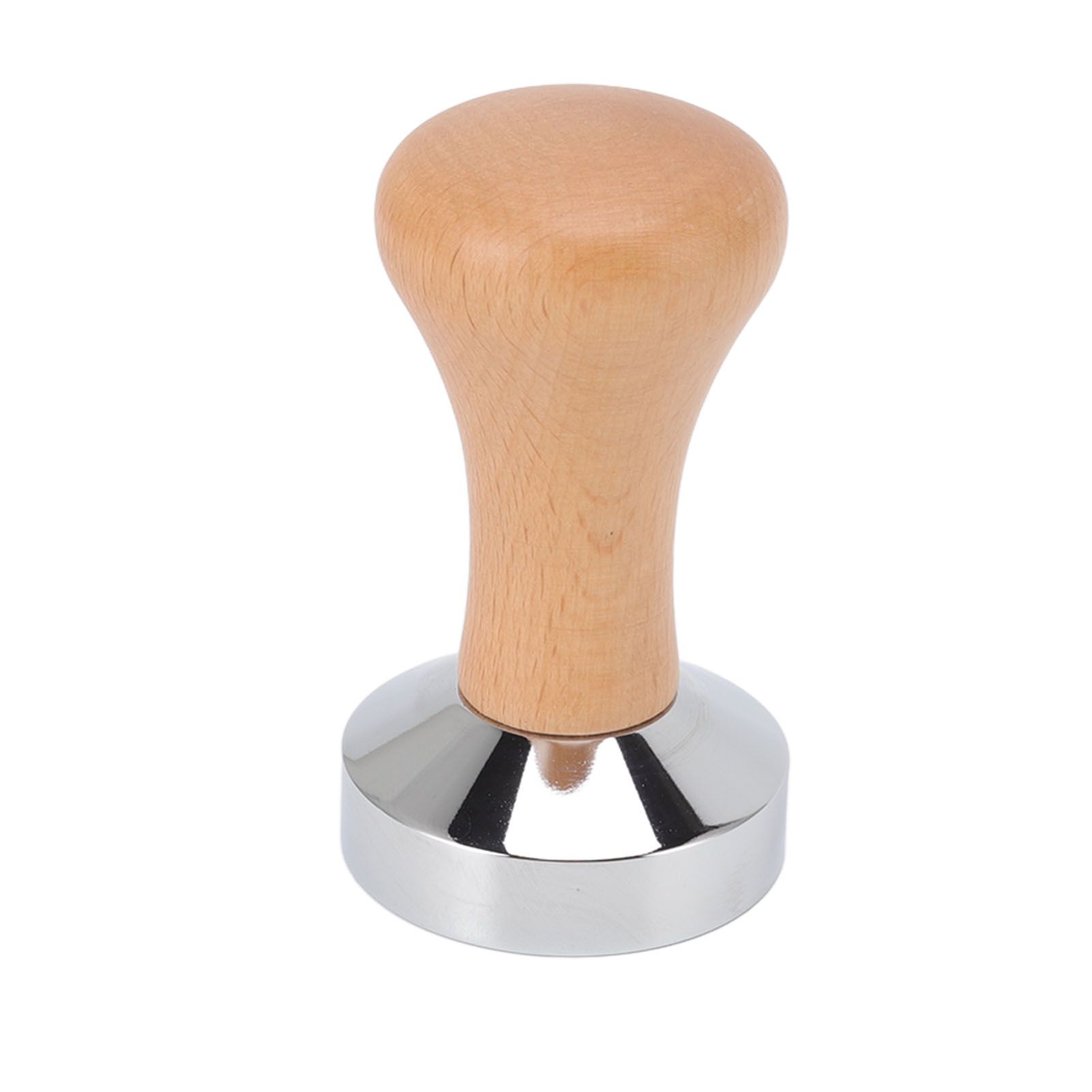 304 Stainless Steel Flat Base Coffee Tamper Wooden Handle Coffee Press Hammer for Home Shop - Image 1