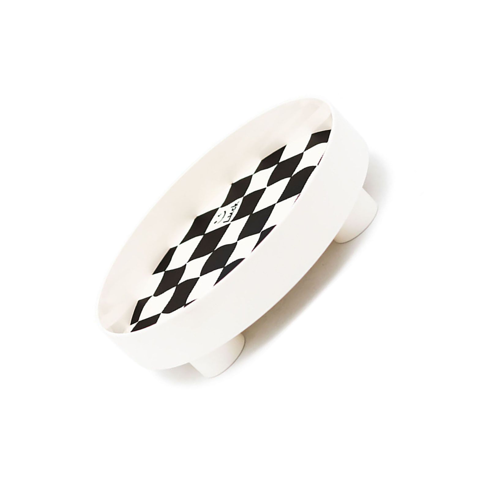 Round Storage Organizer Tray Checkerboard Design Plate Container Tray for Fruit Perfume Jewelry White, Small - Image 4