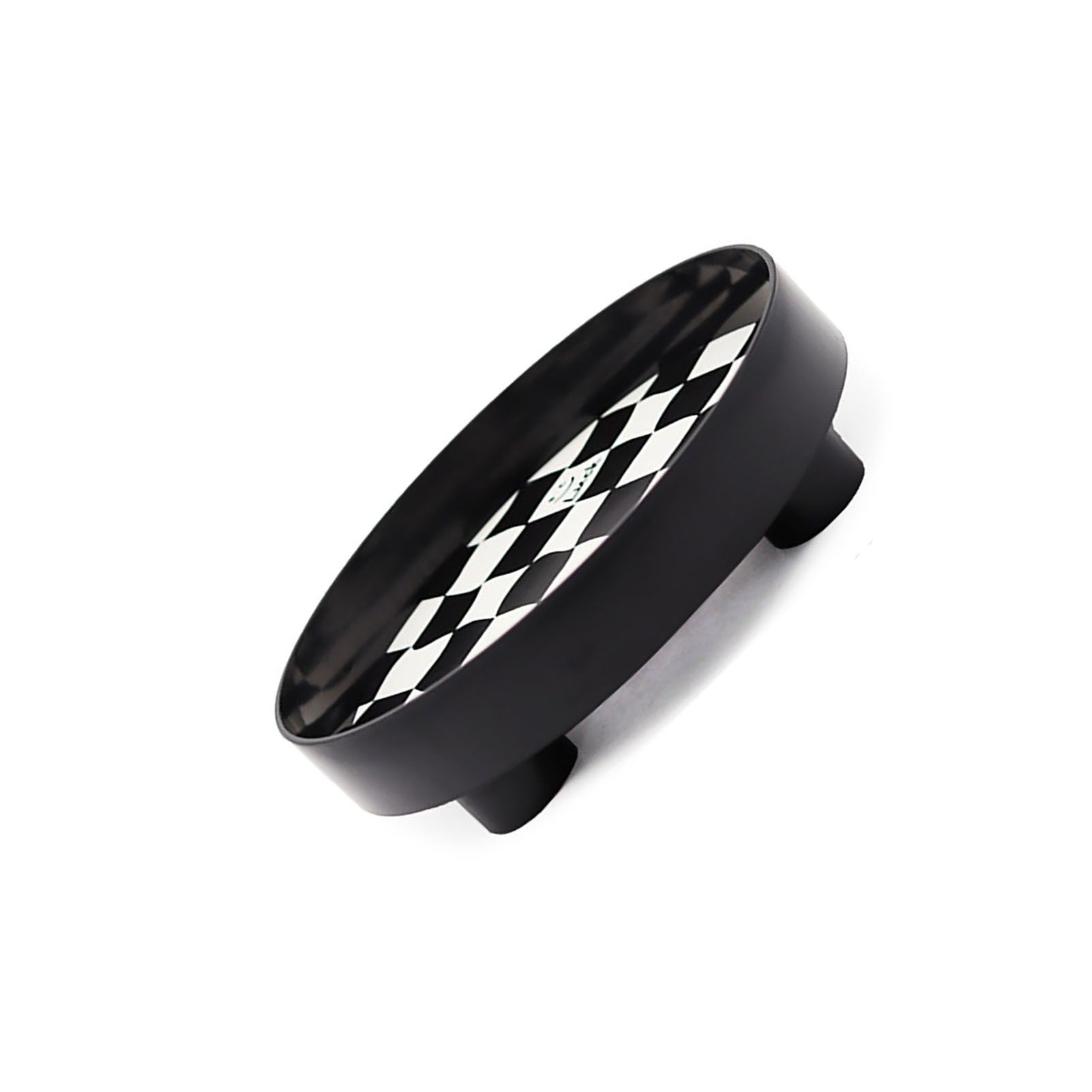Round Storage Organizer Tray Checkerboard Design Plate Container Tray for Fruit Perfume Jewelry Black, Small - Image 4