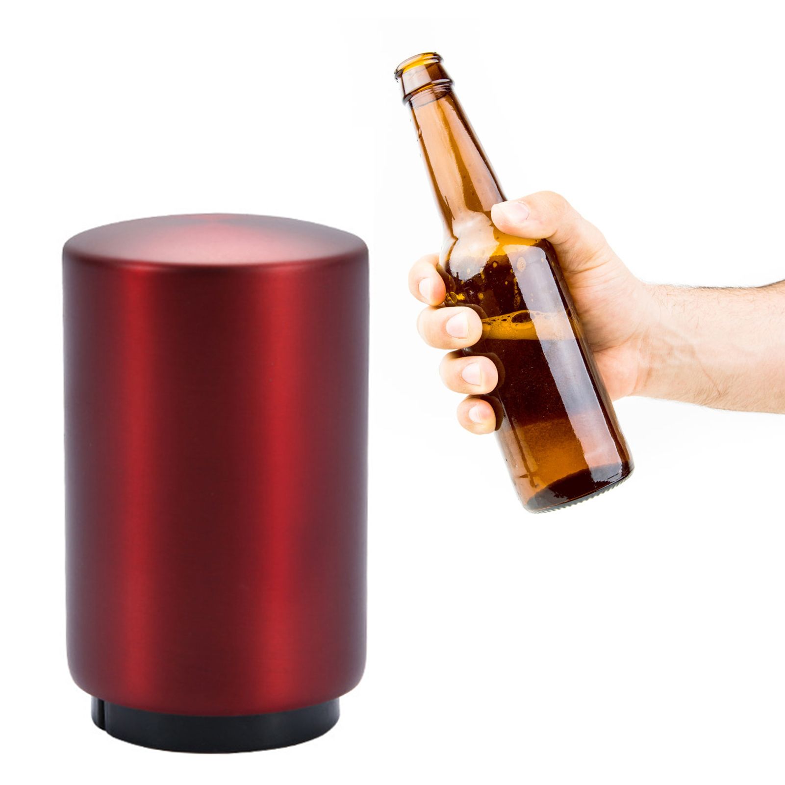 Automatic Bottle Opener Magnetic Stainless Steel Push Down Bottle Lid Opening Tool for Beer Glass Beverage Bottle Red - Image 6