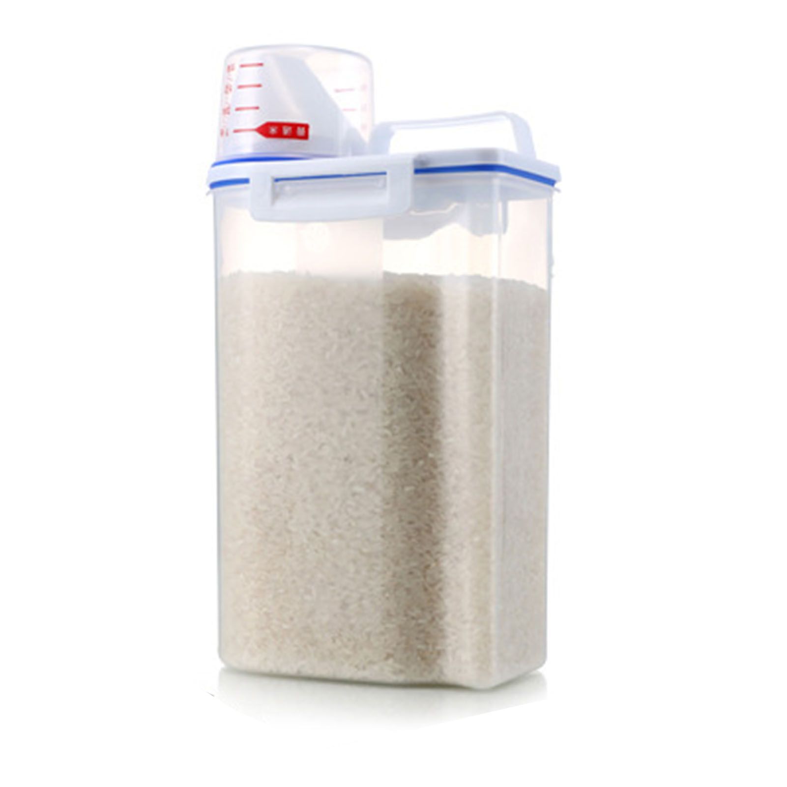 Rice Storage Barrel 2KG Capacity BPA Free Airtight Cereal Container with Measuring Cup Lid for Grain Flour Nuts - Image 1