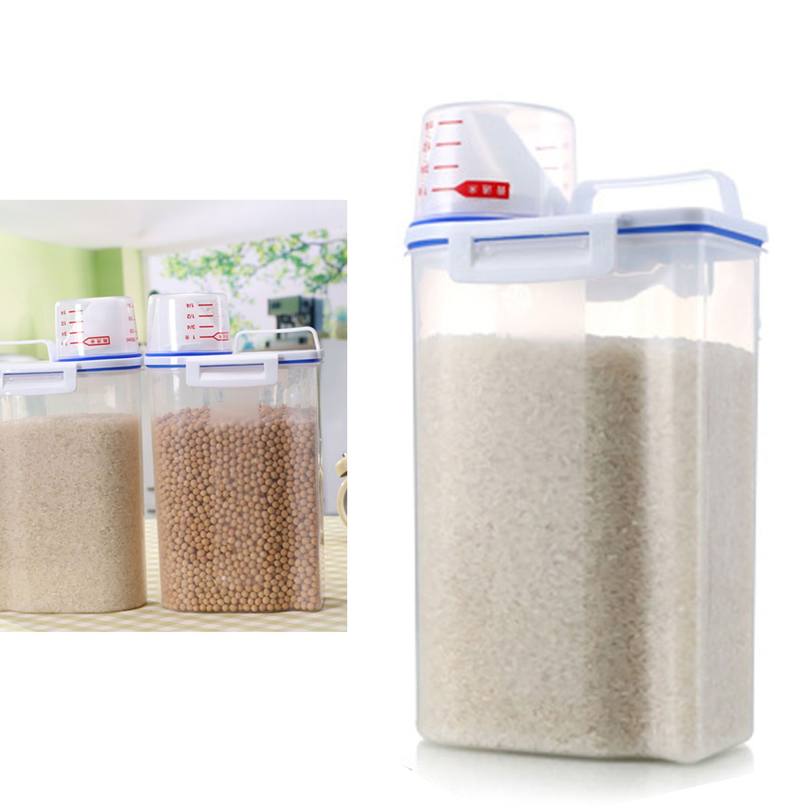 Rice Storage Barrel 2KG Capacity BPA Free Airtight Cereal Container with Measuring Cup Lid for Grain Flour Nuts - Image 5