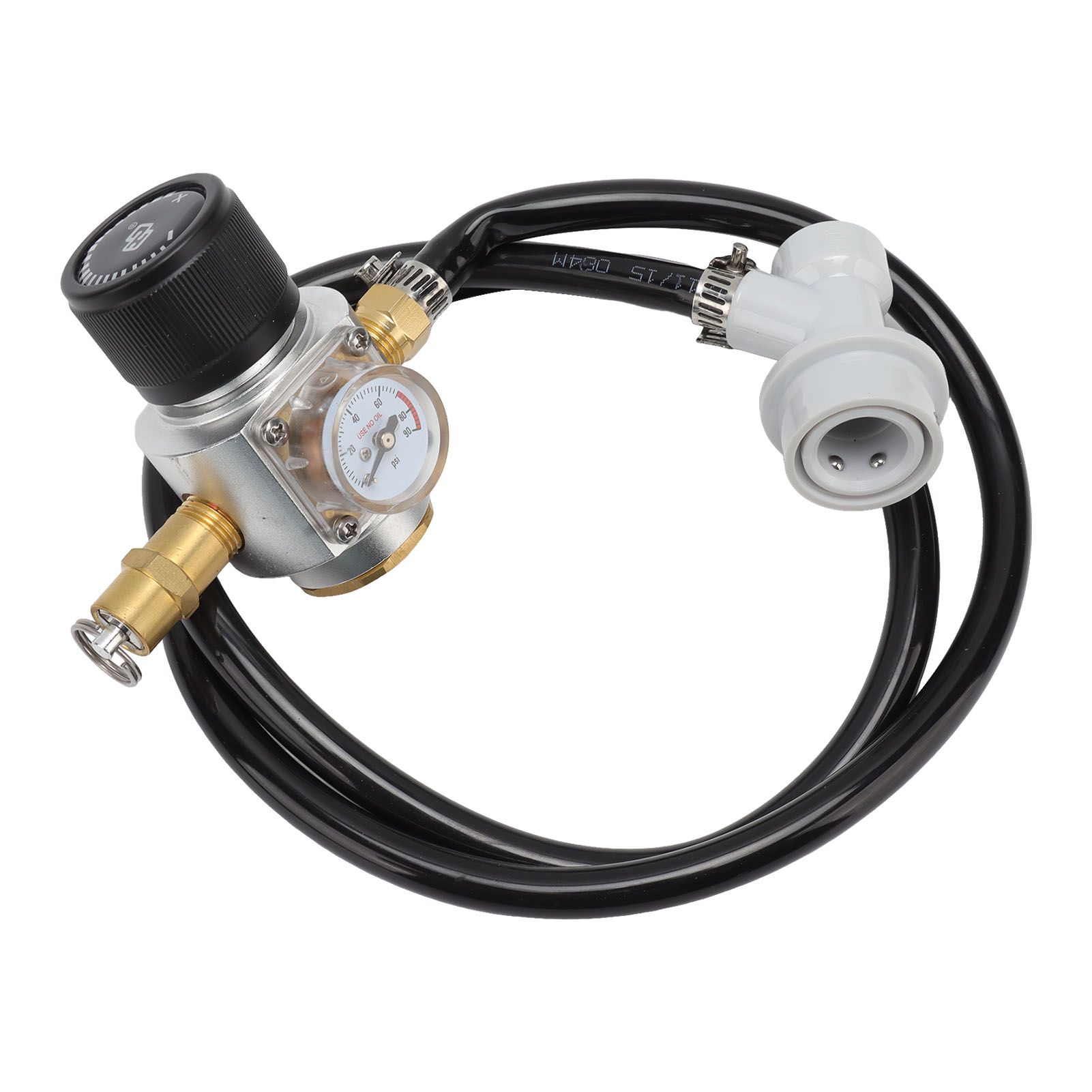 Soda Water Automatic Beer Maker 2nd Stage Pressure Gauge Black Hose Distributor Set with Safety Valve for Household - Image 1