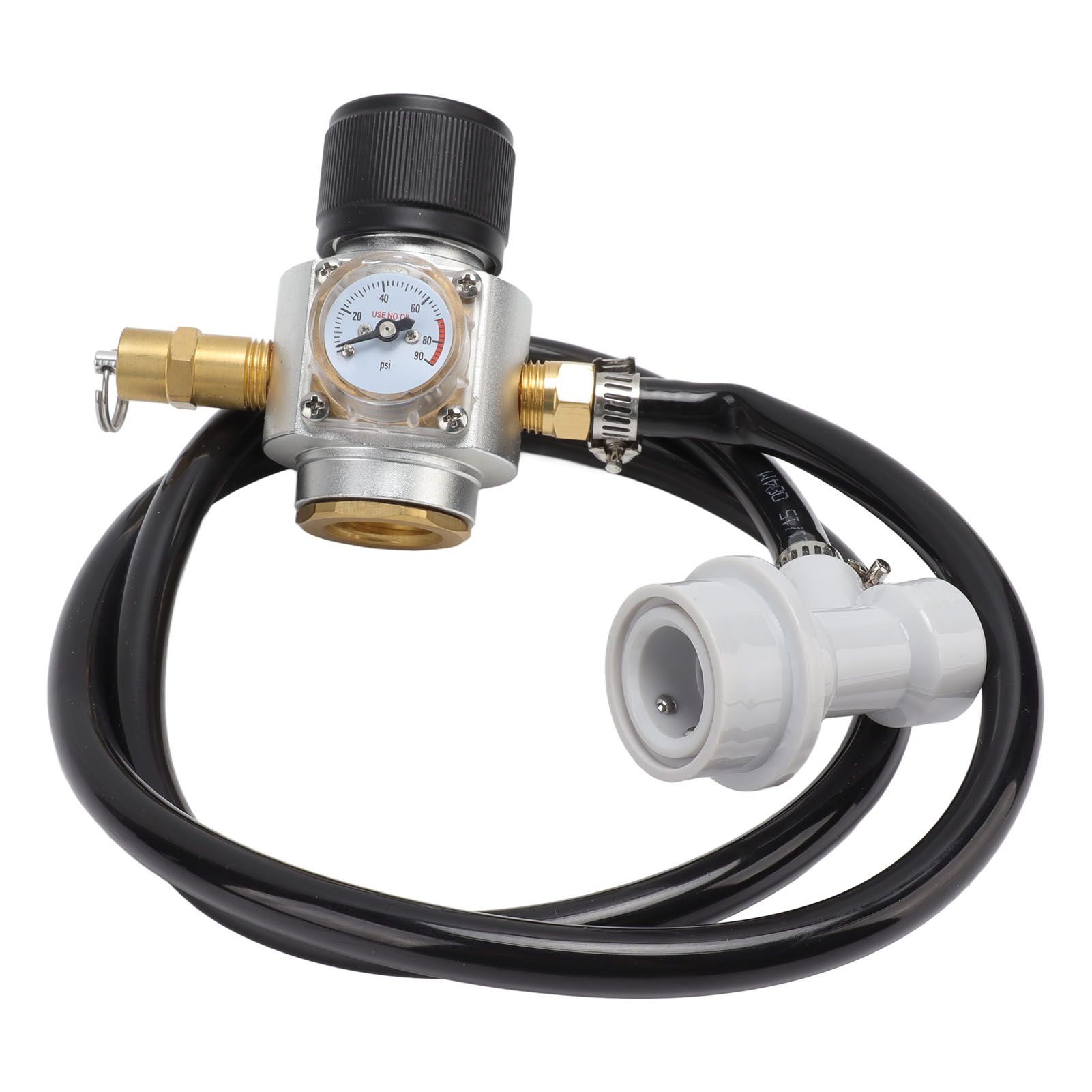 Soda Water Automatic Beer Maker 2nd Stage Pressure Gauge Black Hose Distributor Set with Safety Valve for Household - Image 2