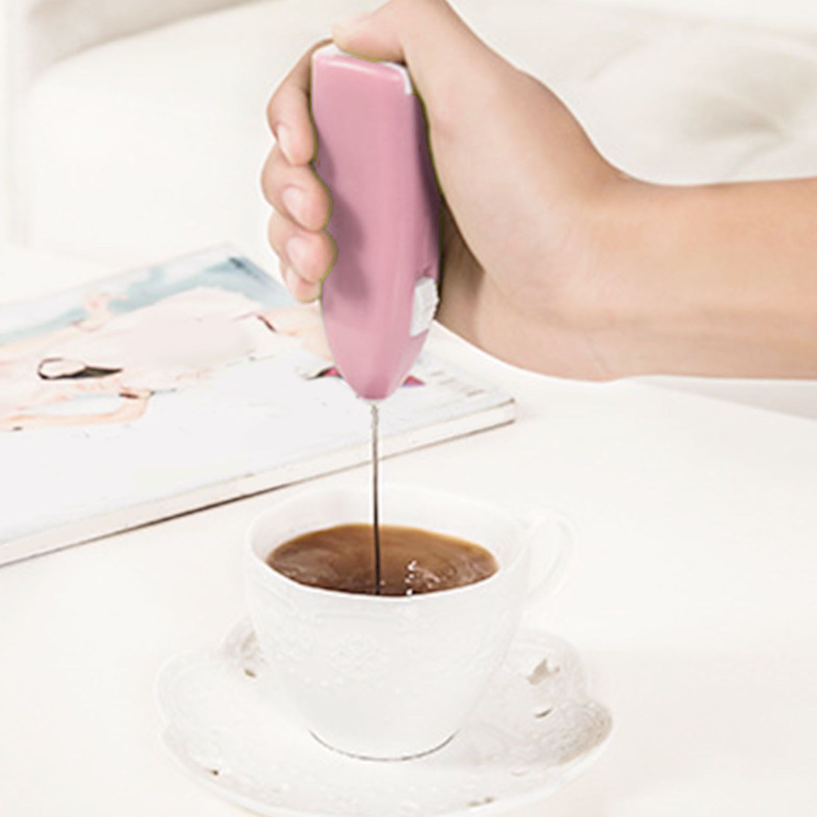 Cordless Electric Hand Mixer Battery Powered Small Plastic Metal Household Hand Mixer for Home Hotel Pink - Image 5