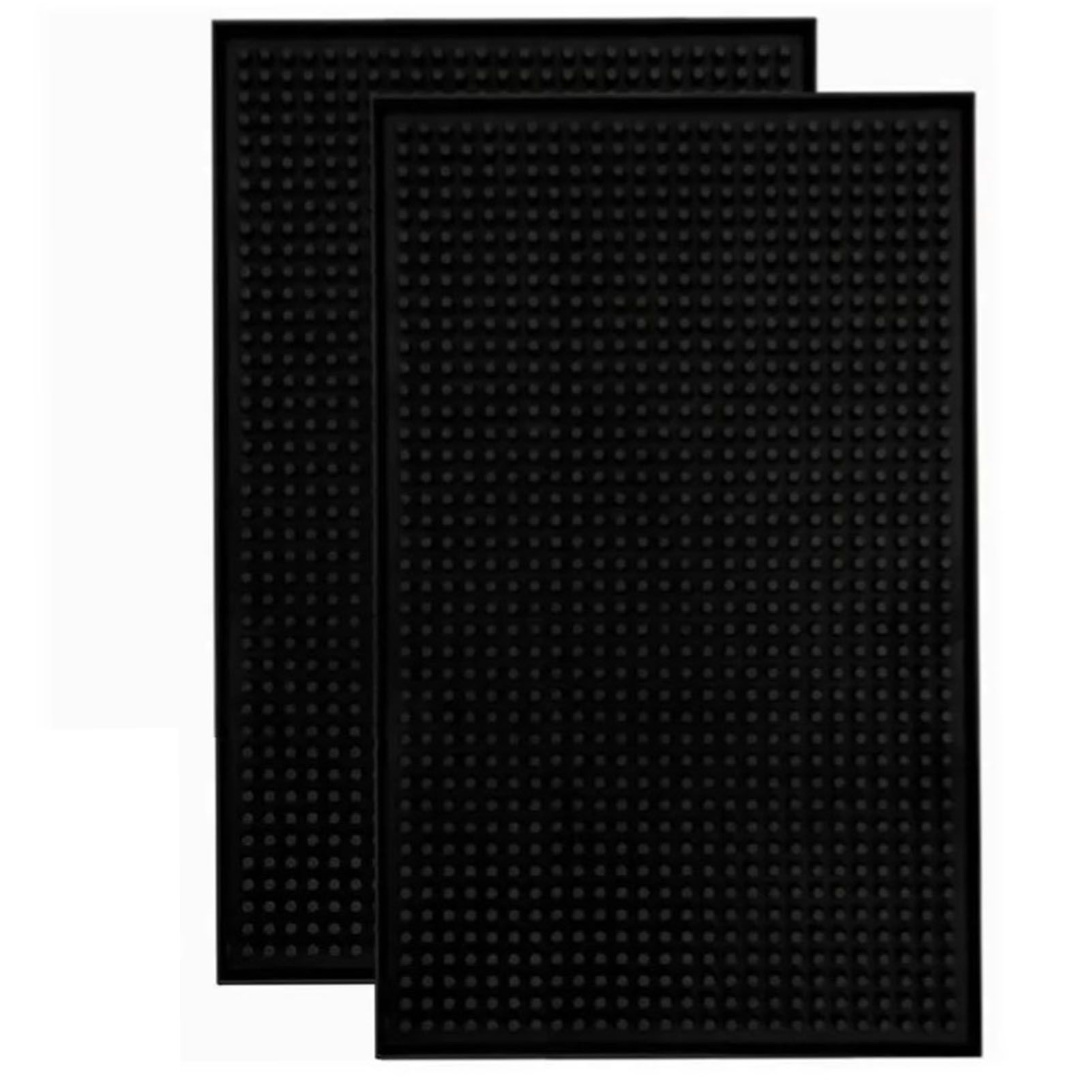 2 Pcs Bar Service Mat Black Waterproof Heat Insulating PVC Bar Countertop Spill Mat 45x30x1cm - Image 1