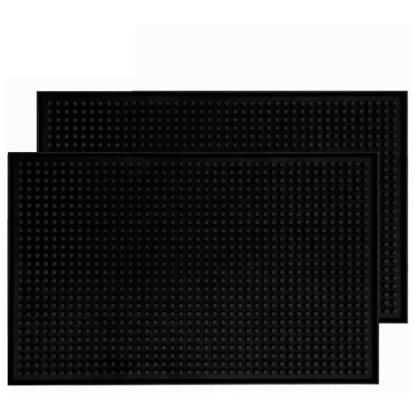 2 Pcs Bar Service Mat Black Waterproof Heat Insulating PVC Bar Countertop Spill Mat 45x30x1cm - Image 2