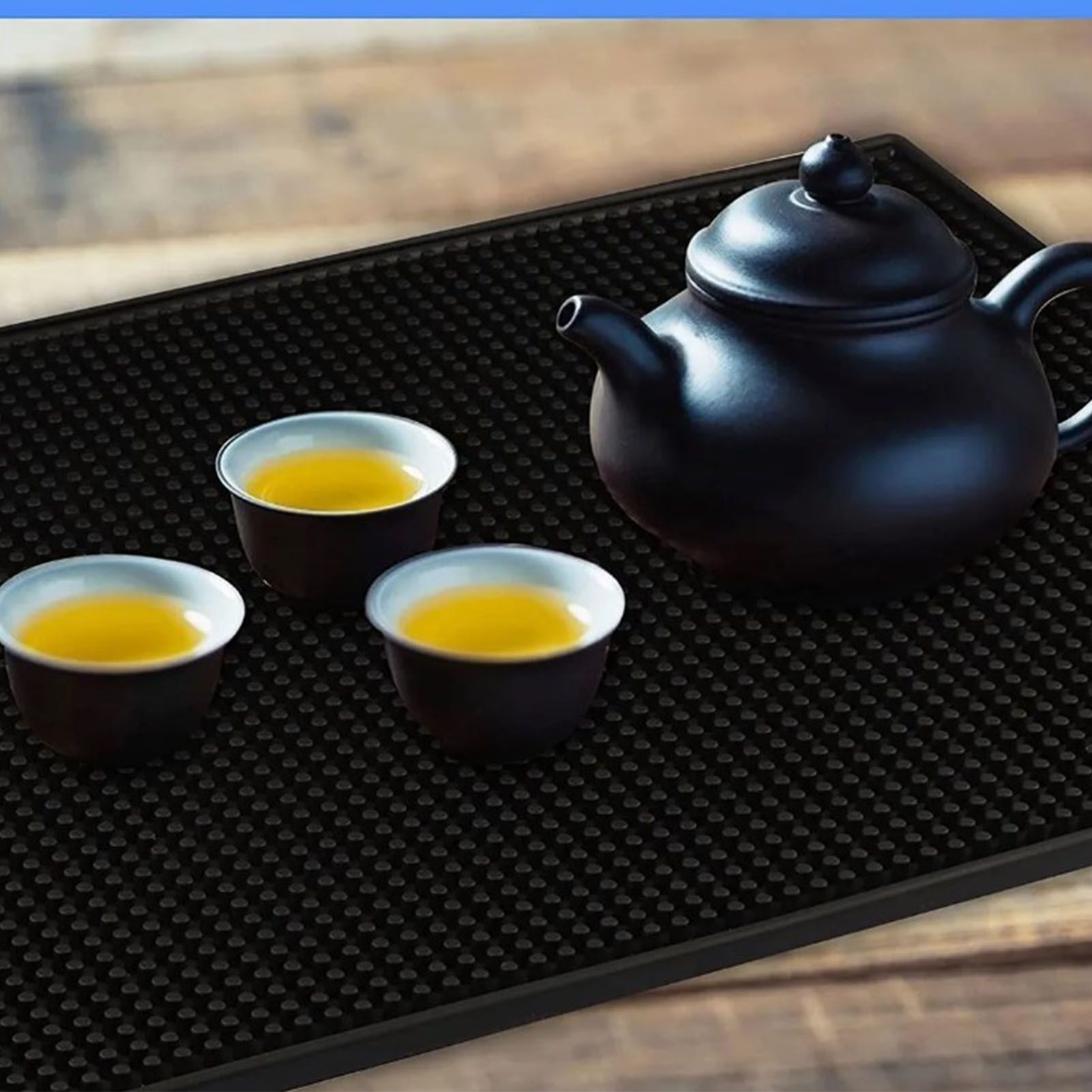2 Pcs Bar Service Mat Black Waterproof Heat Insulating PVC Bar Countertop Spill Mat 45x30x1cm - Image 5