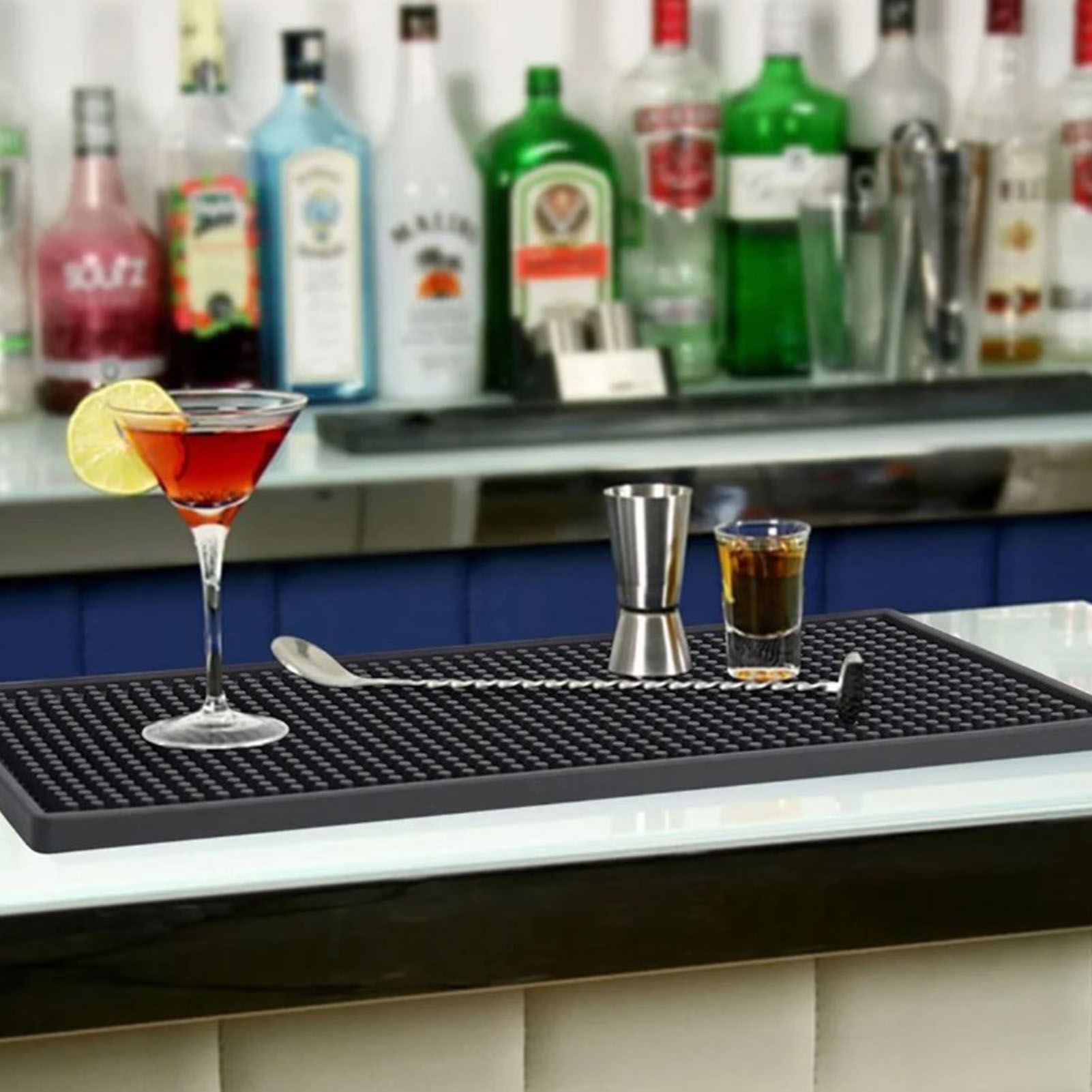 2 Pcs Bar Service Mat Black Waterproof Heat Insulating PVC Bar Countertop Spill Mat 45x30x1cm - Image 6