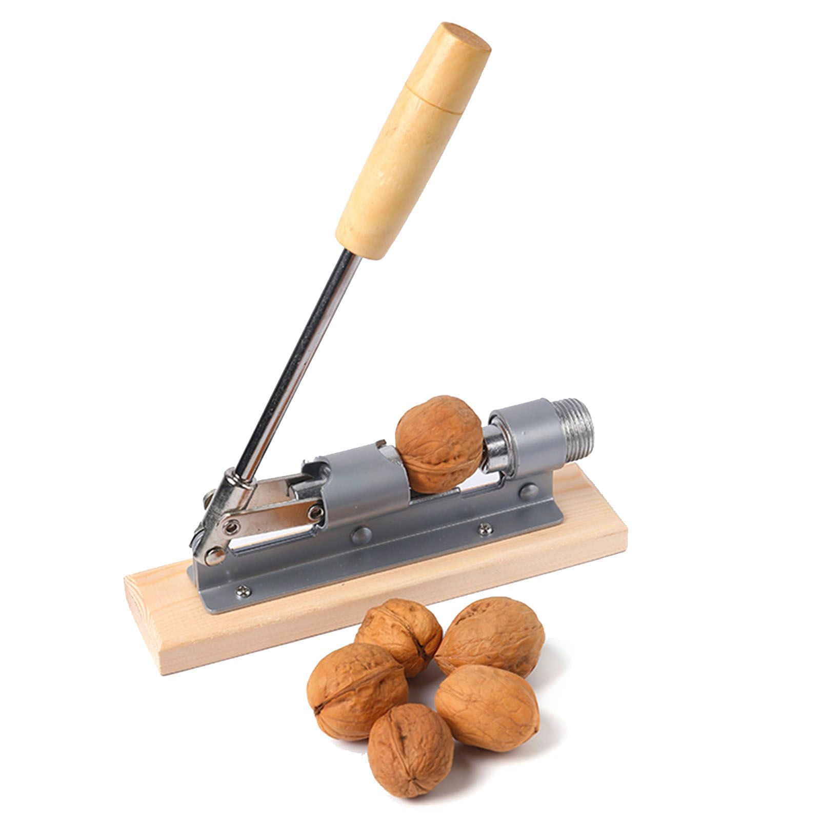 Pecan Nut Cracker Mechanical Regulable Design Wood Stainless Steel Walnut Plier Opener Tool - Image 3