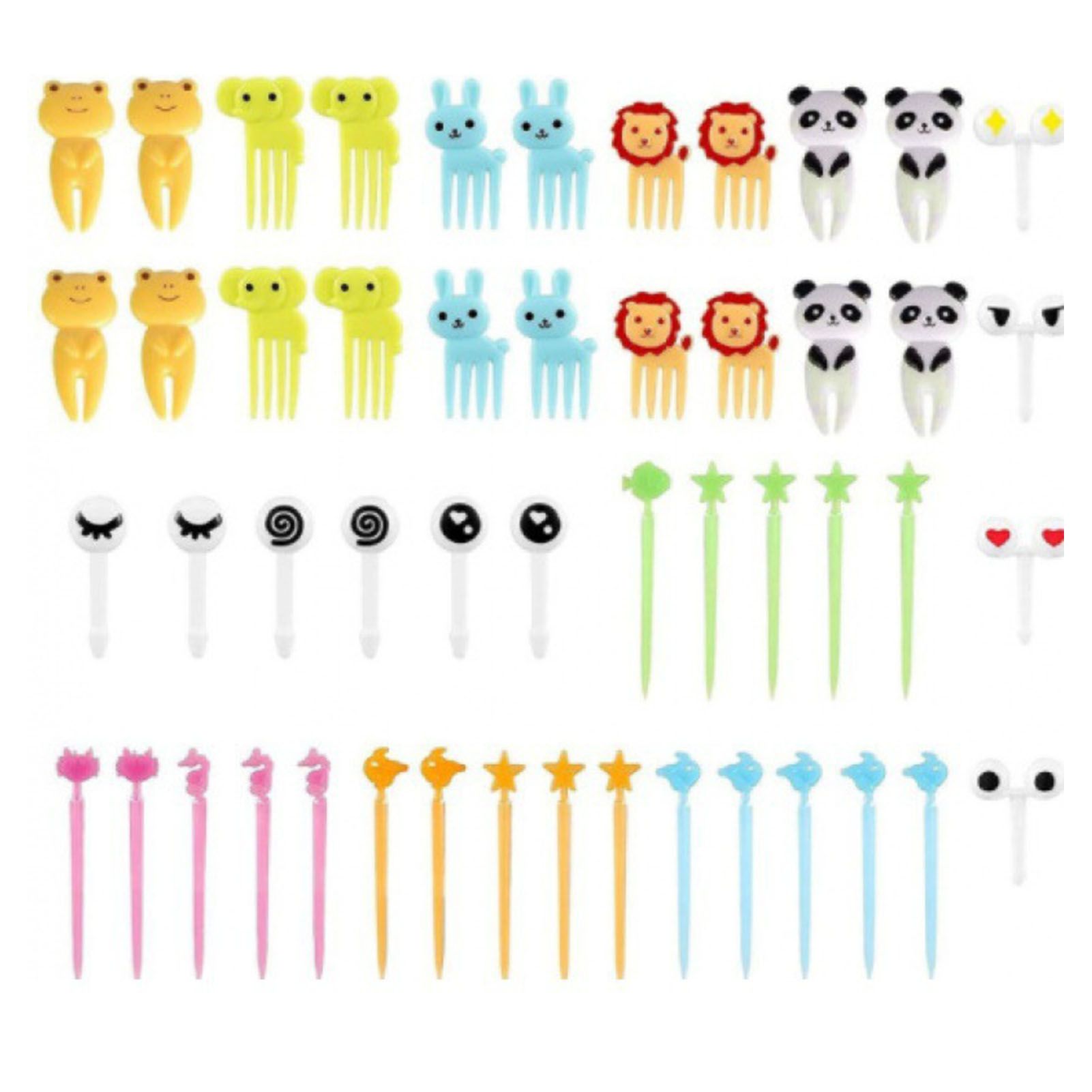 50 PCS Home Cartoon Fruit Fork Innovative Cute Animal Shape Plastic Children Bento Fruit Fork Set - Image 1