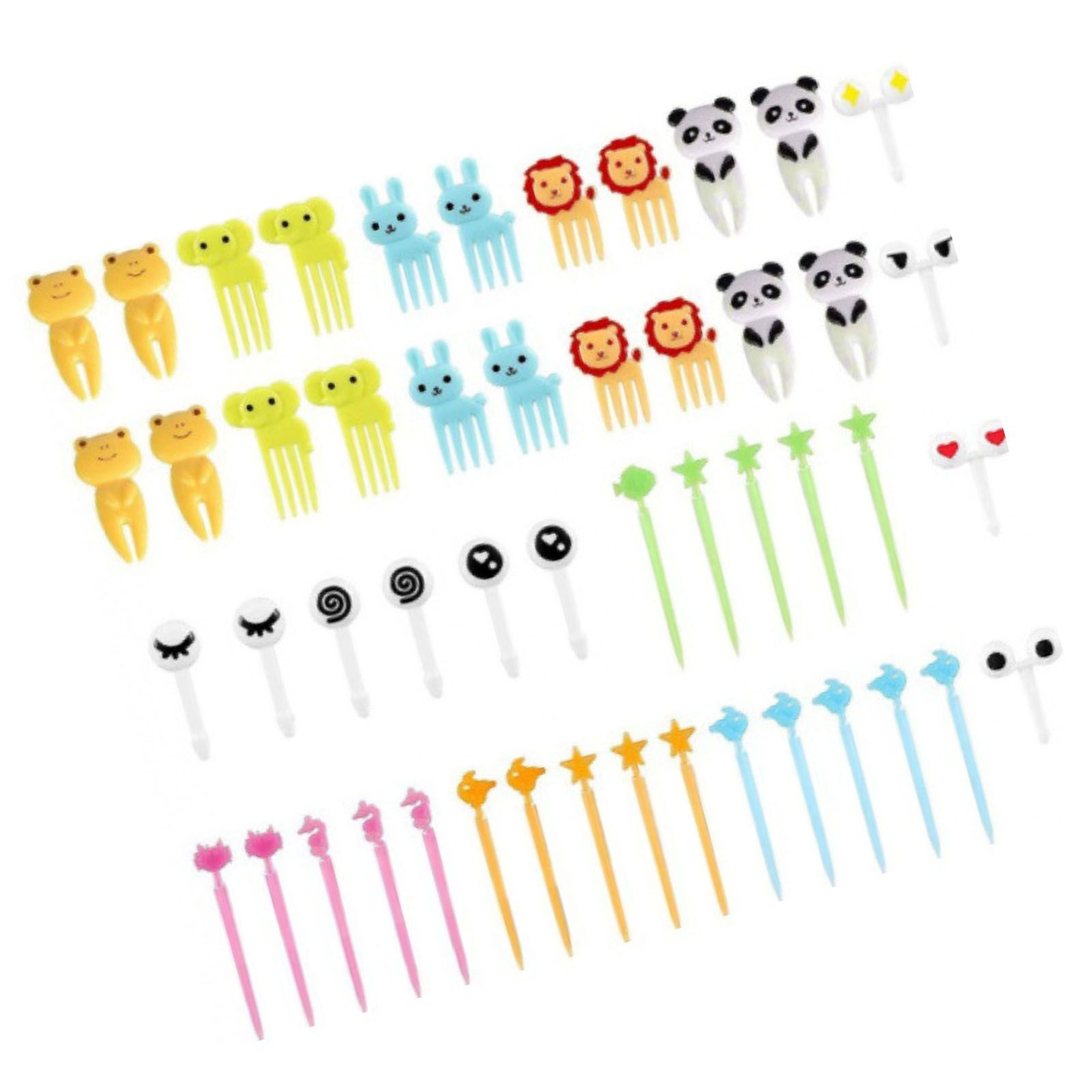 50 PCS Home Cartoon Fruit Fork Innovative Cute Animal Shape Plastic Children Bento Fruit Fork Set - Image 2