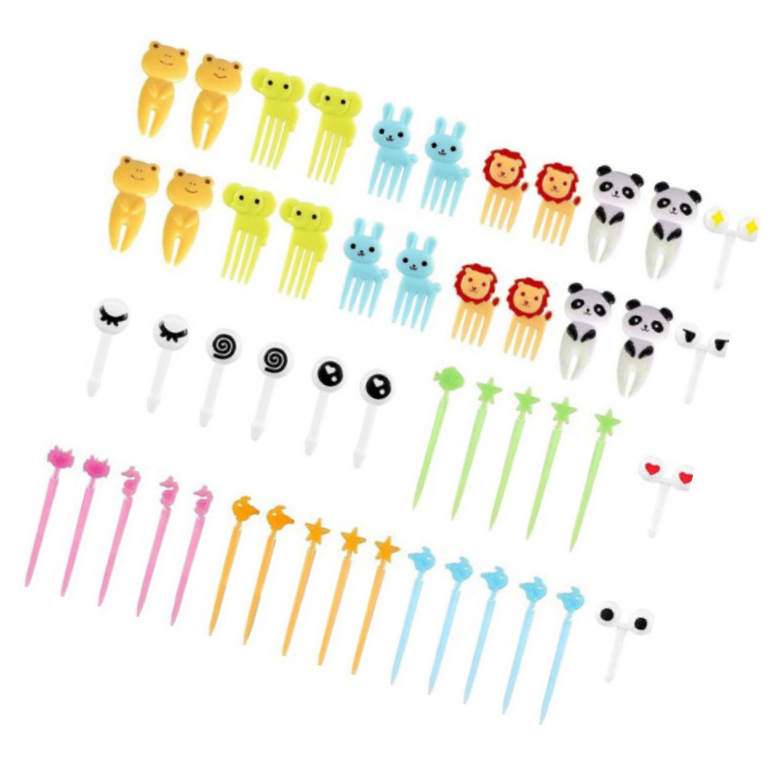 50 PCS Home Cartoon Fruit Fork Innovative Cute Animal Shape Plastic Children Bento Fruit Fork Set - Image 3
