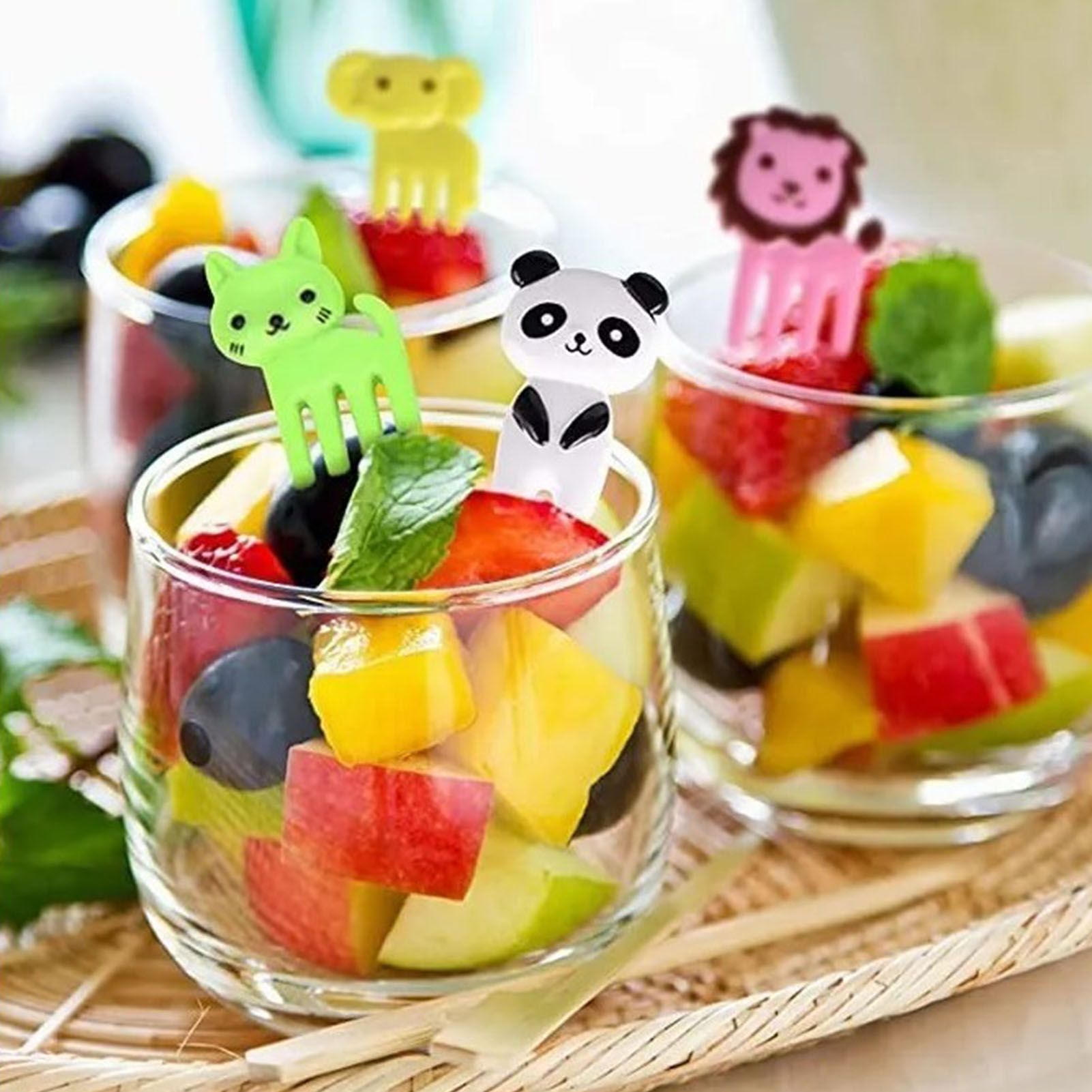 50 PCS Home Cartoon Fruit Fork Innovative Cute Animal Shape Plastic Children Bento Fruit Fork Set - Image 5