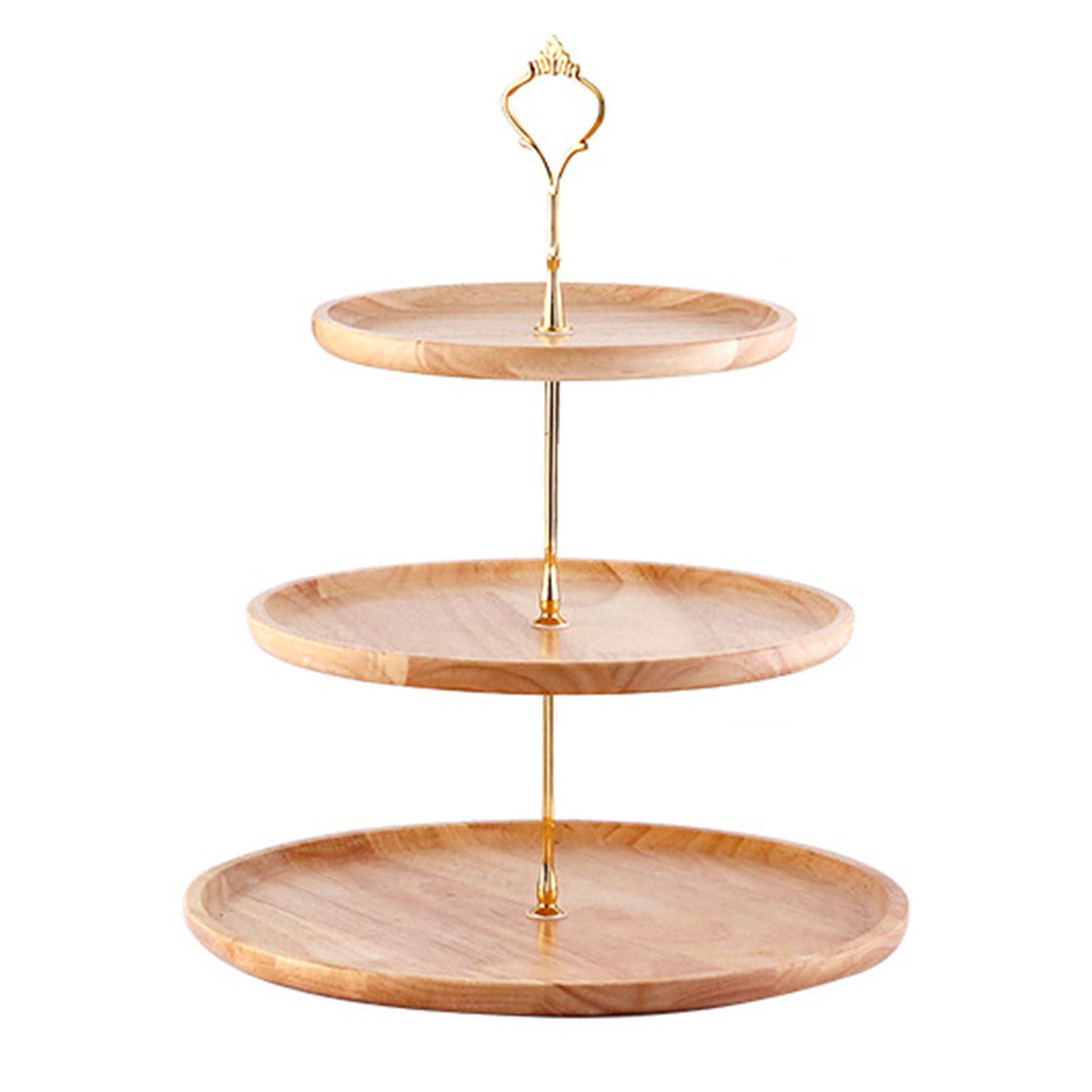 Fruit Plate Wood Natural Textured Simple Elegant Strong Durable Food Tray Cake Fruit Serving Tray 20+25+30cm Three Layers - Image 1