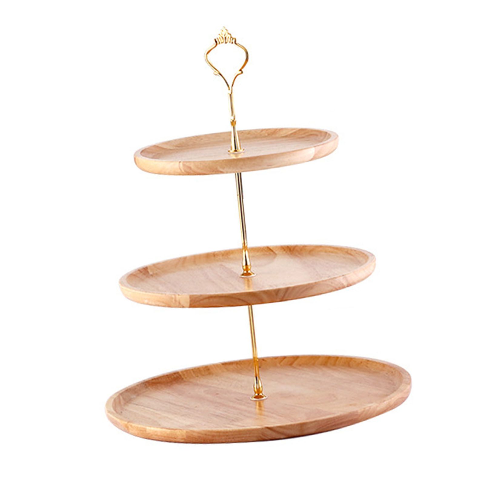 Fruit Plate Wood Natural Textured Simple Elegant Strong Durable Food Tray Cake Fruit Serving Tray 20+25+30cm Three Layers - Image 2