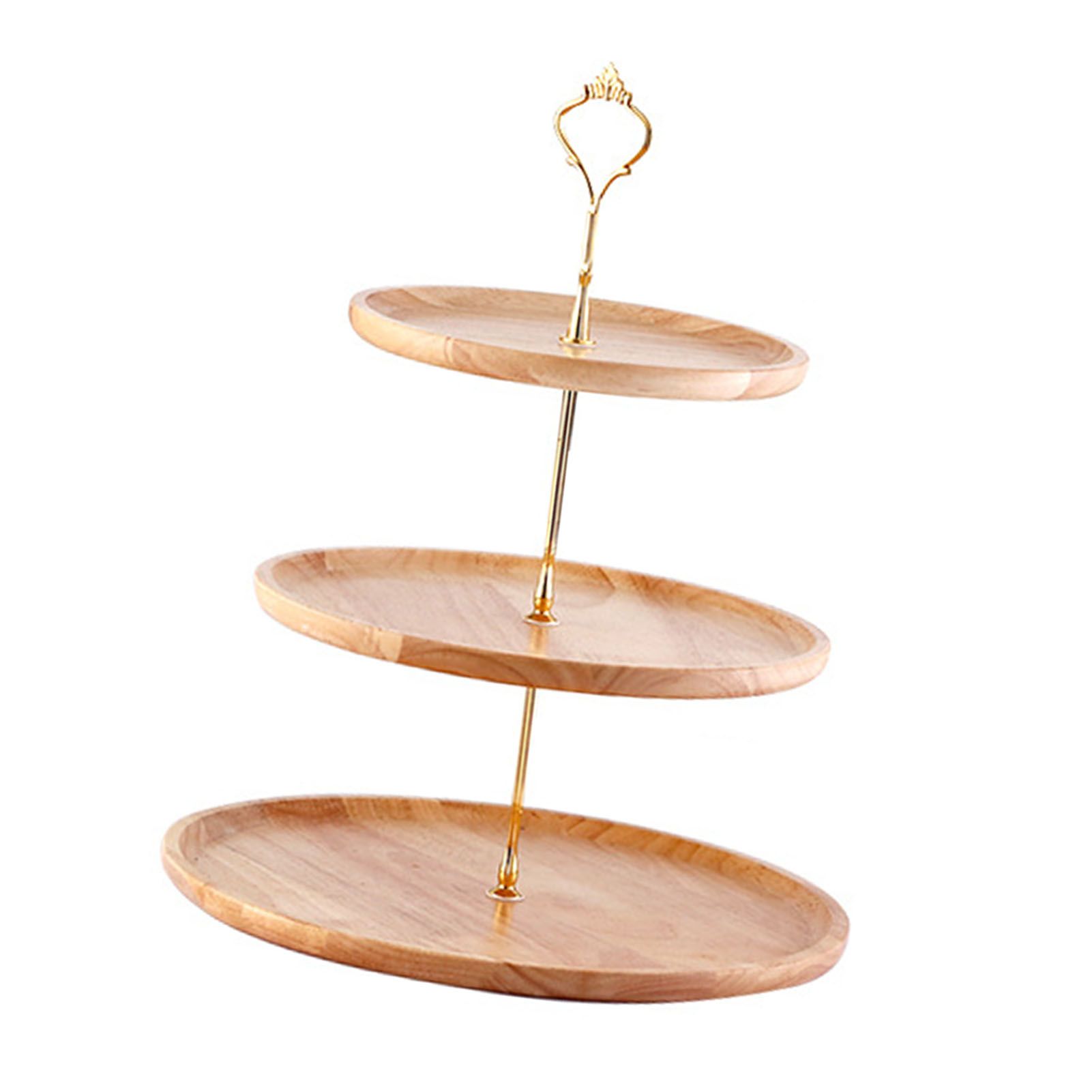 Fruit Plate Wood Natural Textured Simple Elegant Strong Durable Food Tray Cake Fruit Serving Tray 20+25+30cm Three Layers - Image 3