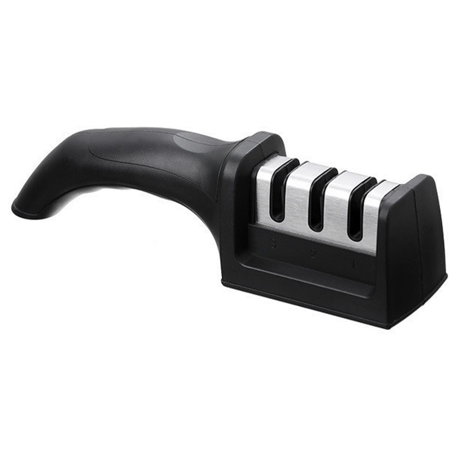 Knife Sharpener 3 Slot Kitchen Knives Sharpen Blade Sharpening Tool for Home Kitchen Black - Image 2