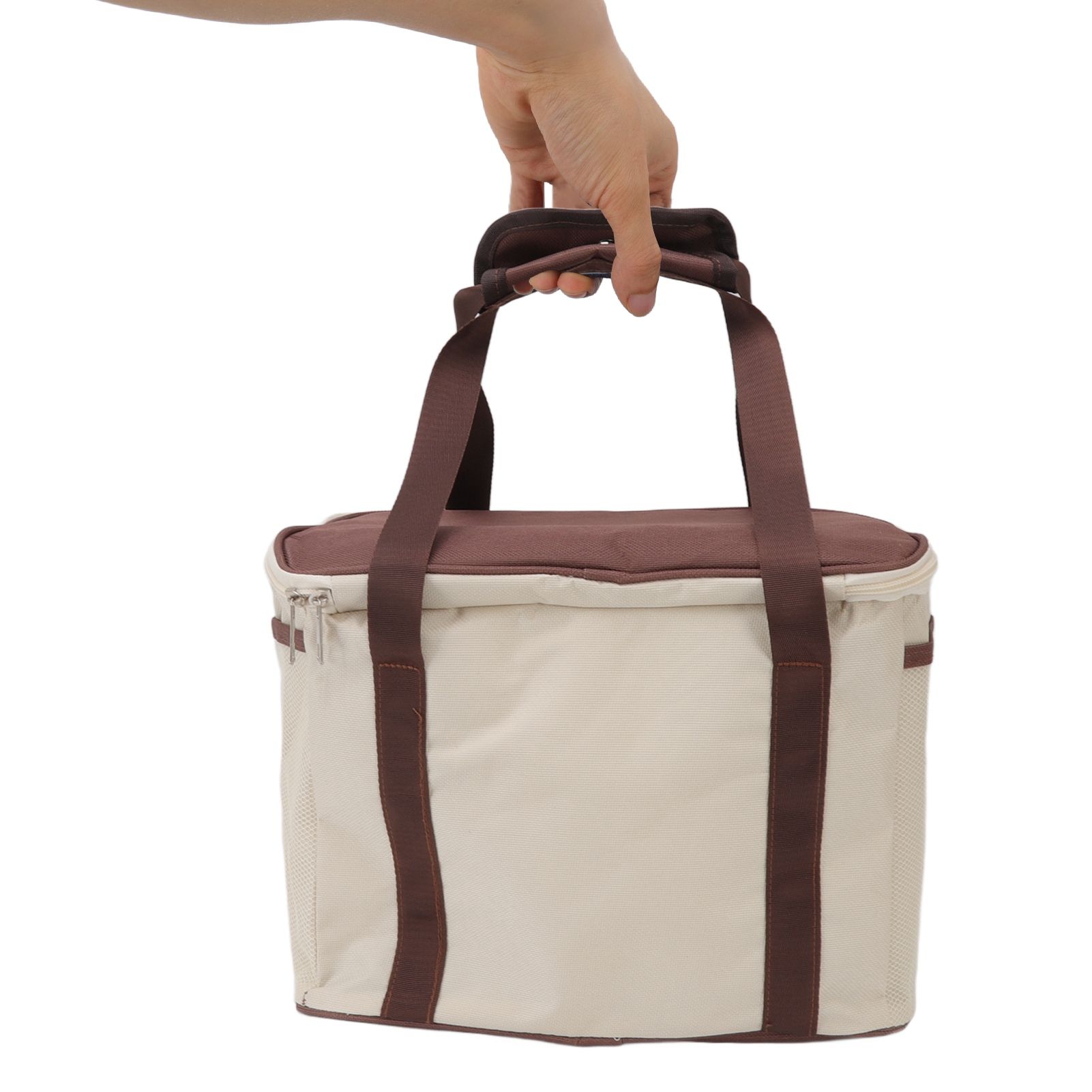 Insulated Lunch Bag Leak Proof Portable Reusable Lunch Box for Students Men Women and Office Workers L Coffee - Image 8