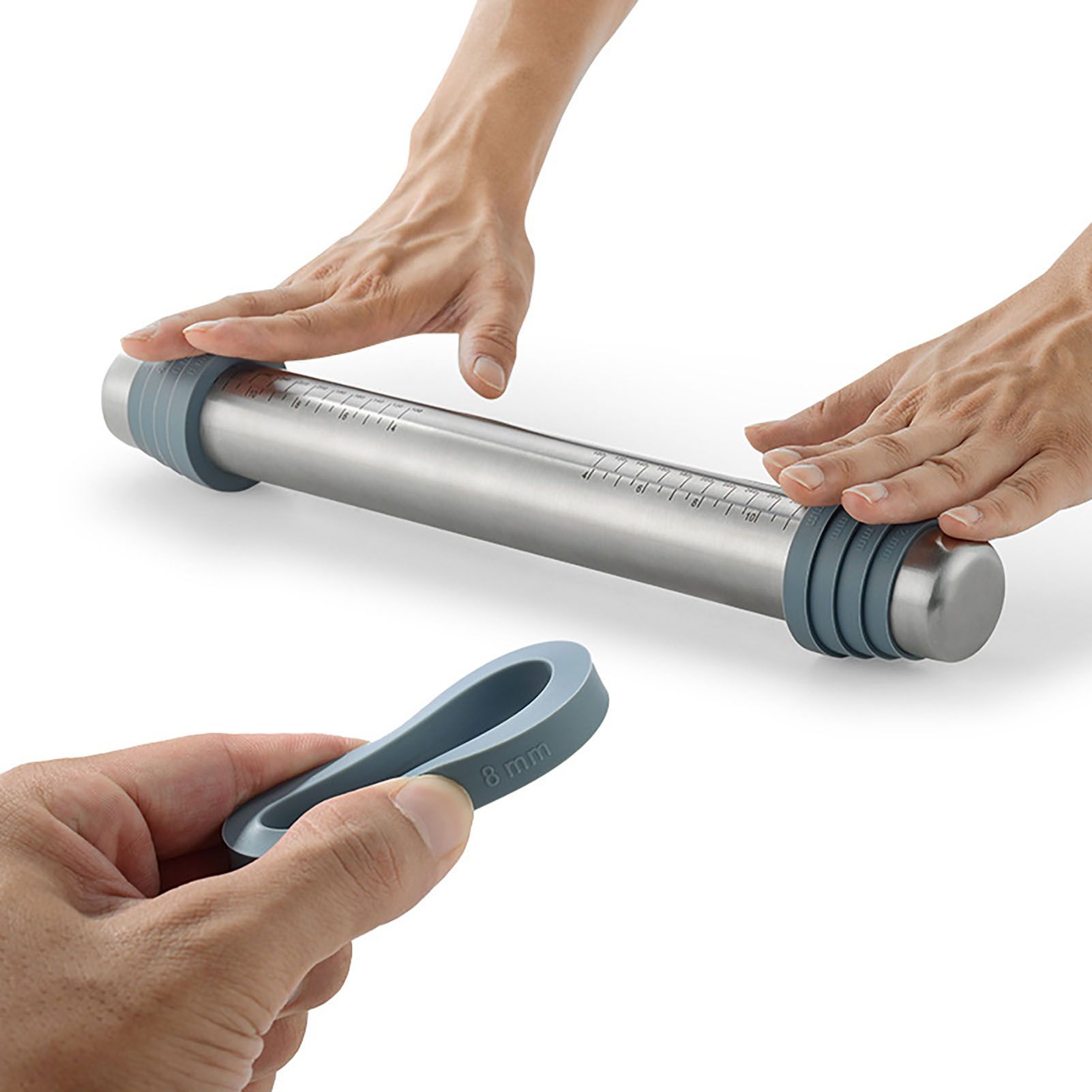 Adjustable Thicknes Flour Rolling Pin with Scale Mat Dough Scraper 430 Stainless Steel Cooking Tools Baking Utensils - Image 4