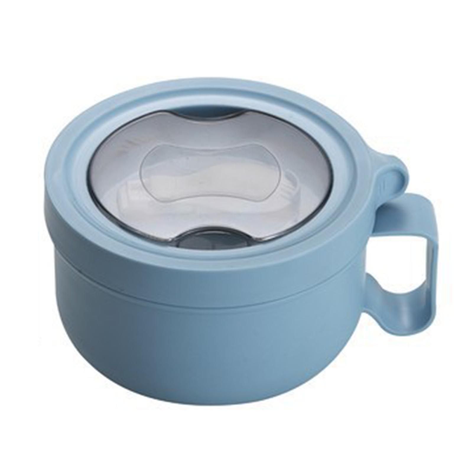 Insulated Bowl Leakage Proof 304 Stainless Steel Interior Thermal Soup Bowl with Handle for Noodle Bento 850ml Blue - Image 1