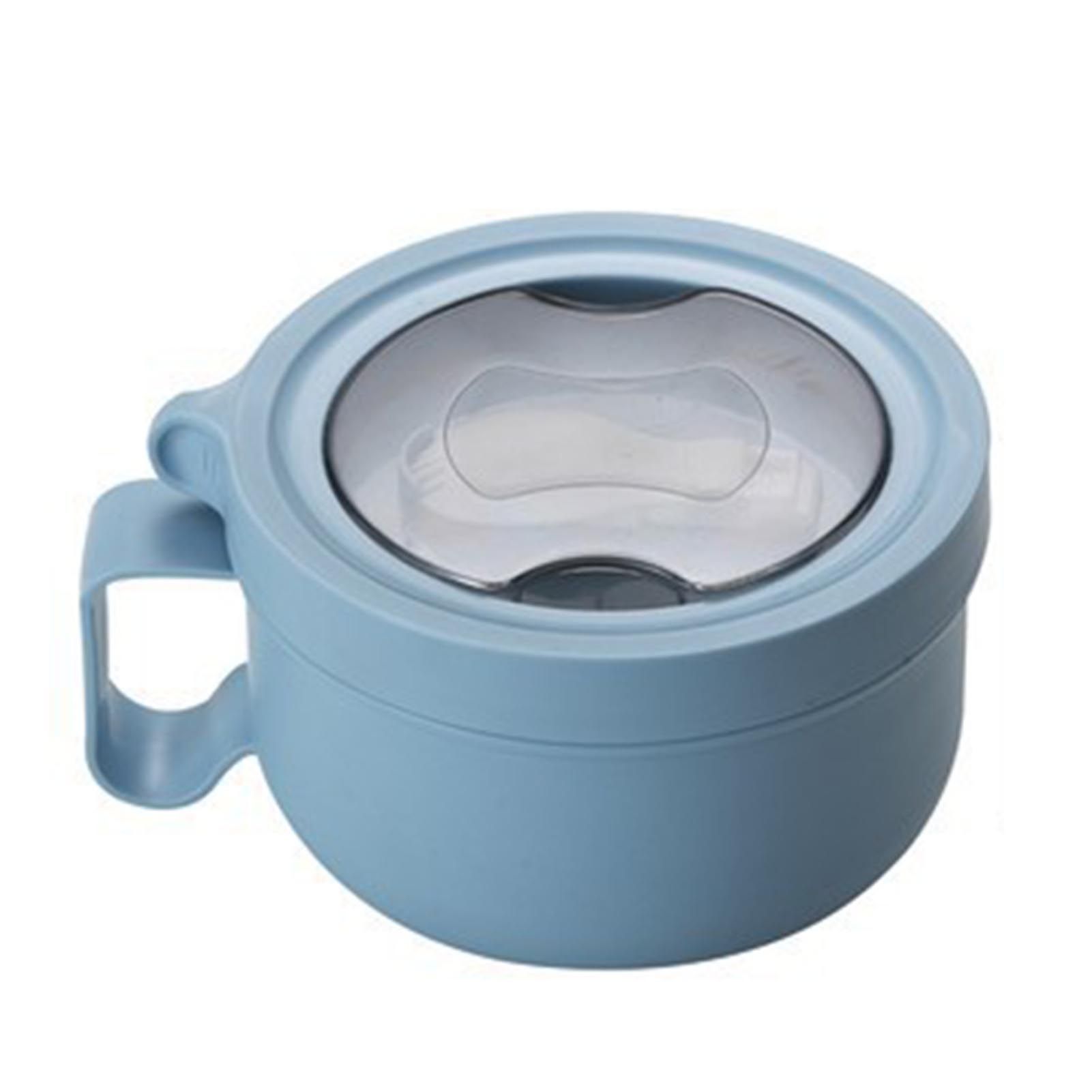 Insulated Bowl Leakage Proof 304 Stainless Steel Interior Thermal Soup Bowl with Handle for Noodle Bento 850ml Blue - Image 2