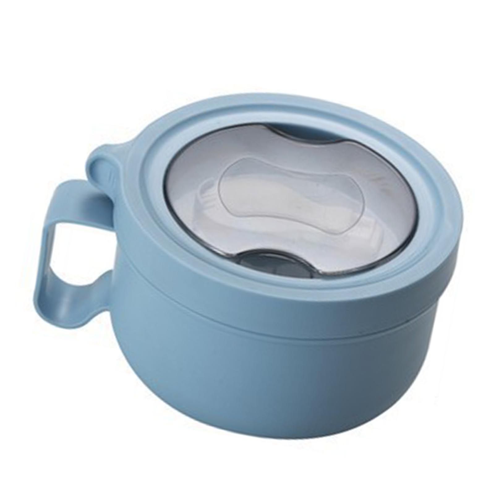 Insulated Bowl Leakage Proof 304 Stainless Steel Interior Thermal Soup Bowl with Handle for Noodle Bento 850ml Blue - Image 3