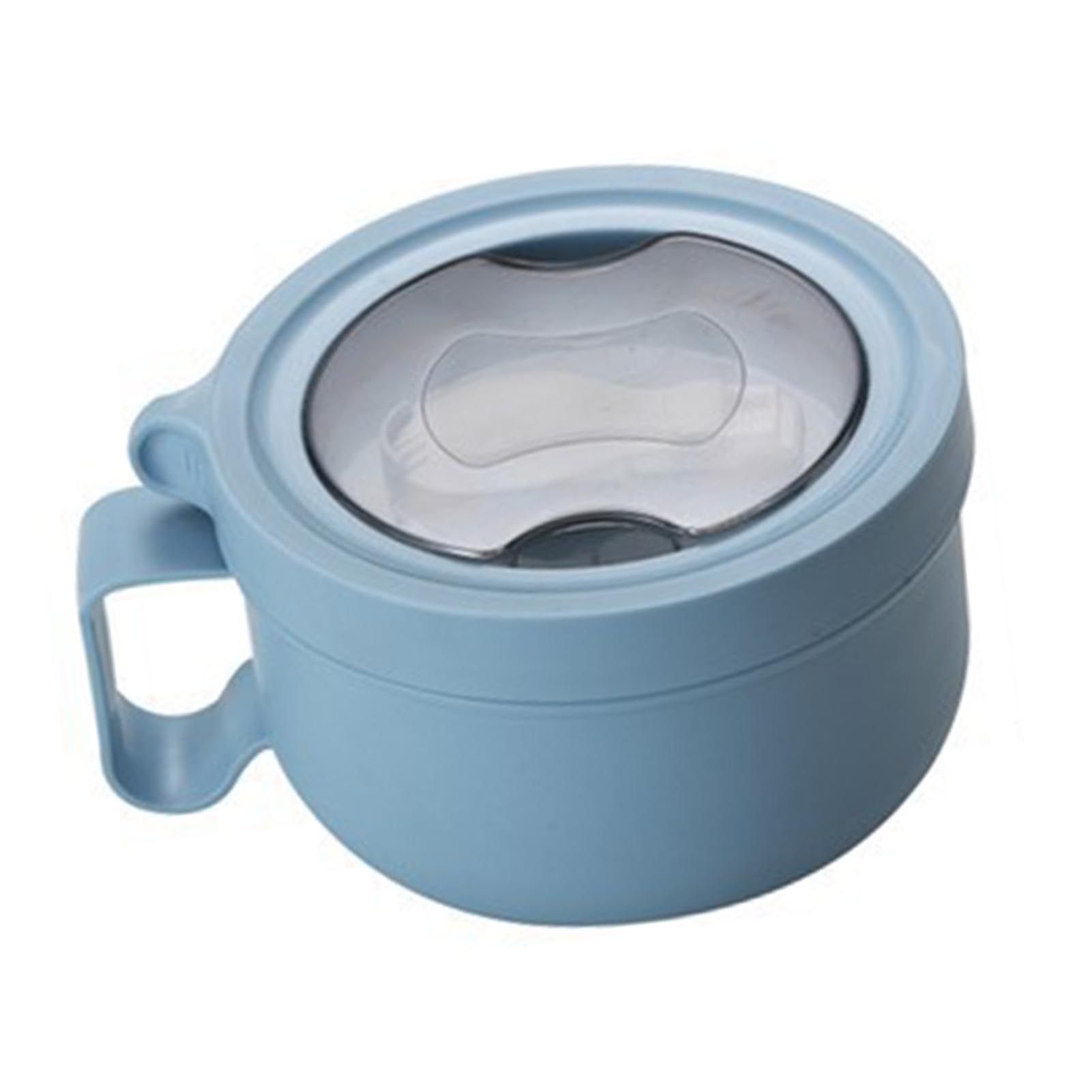 Insulated Bowl Leakage Proof 304 Stainless Steel Interior Thermal Soup Bowl with Handle for Noodle Bento 850ml Blue - Image 4
