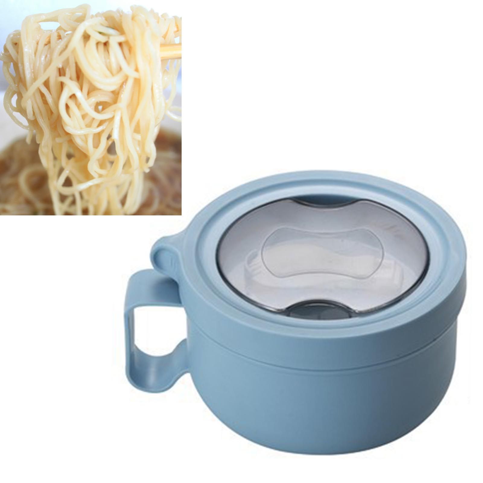 Insulated Bowl Leakage Proof 304 Stainless Steel Interior Thermal Soup Bowl with Handle for Noodle Bento 850ml Blue - Image 5