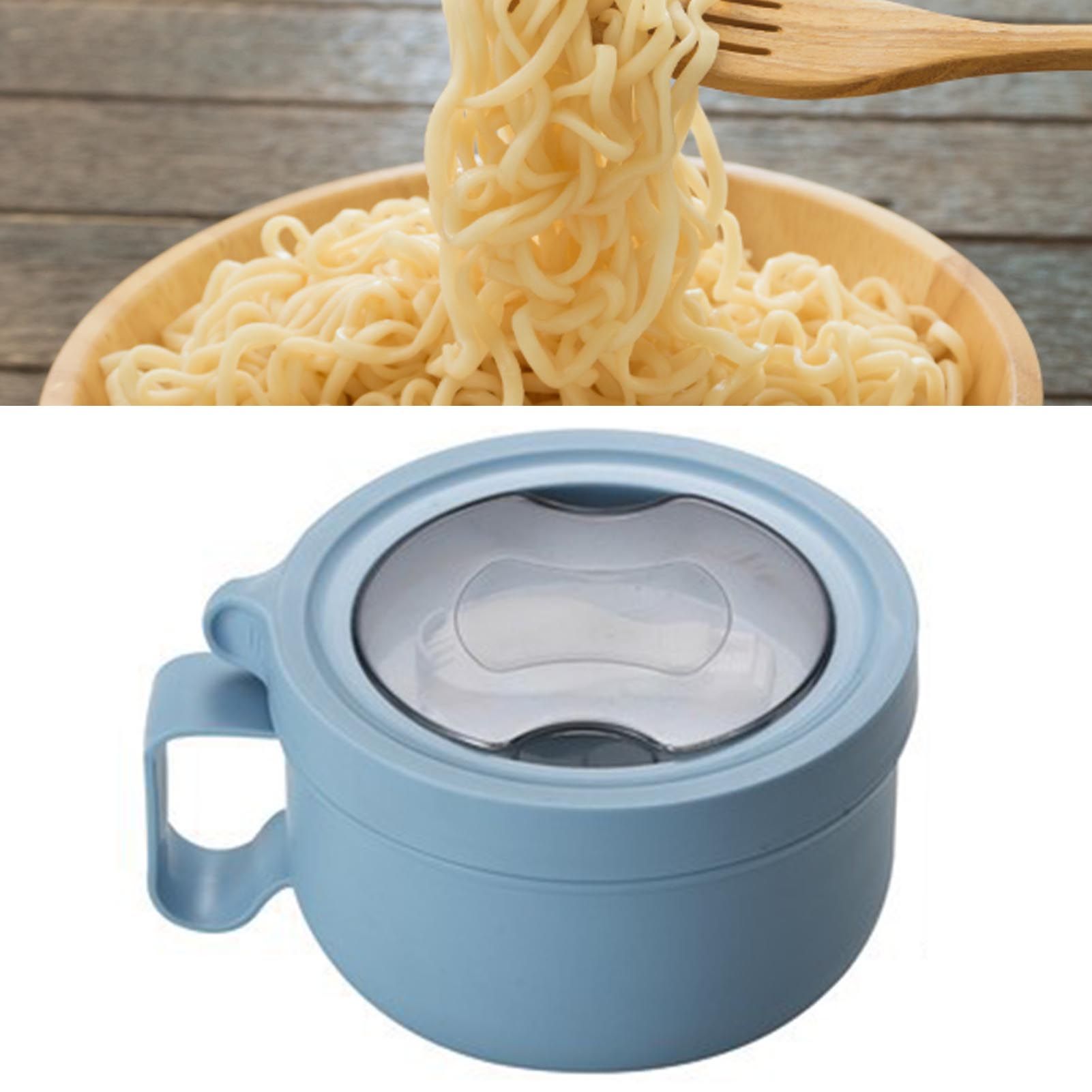 Insulated Bowl Leakage Proof 304 Stainless Steel Interior Thermal Soup Bowl with Handle for Noodle Bento 850ml Blue - Image 6