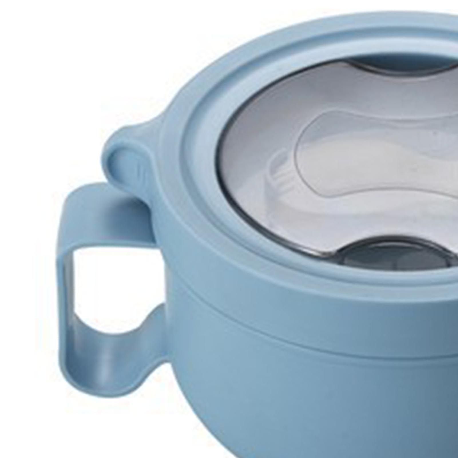 Insulated Bowl Leakage Proof 304 Stainless Steel Interior Thermal Soup Bowl with Handle for Noodle Bento 850ml Blue - Image 8