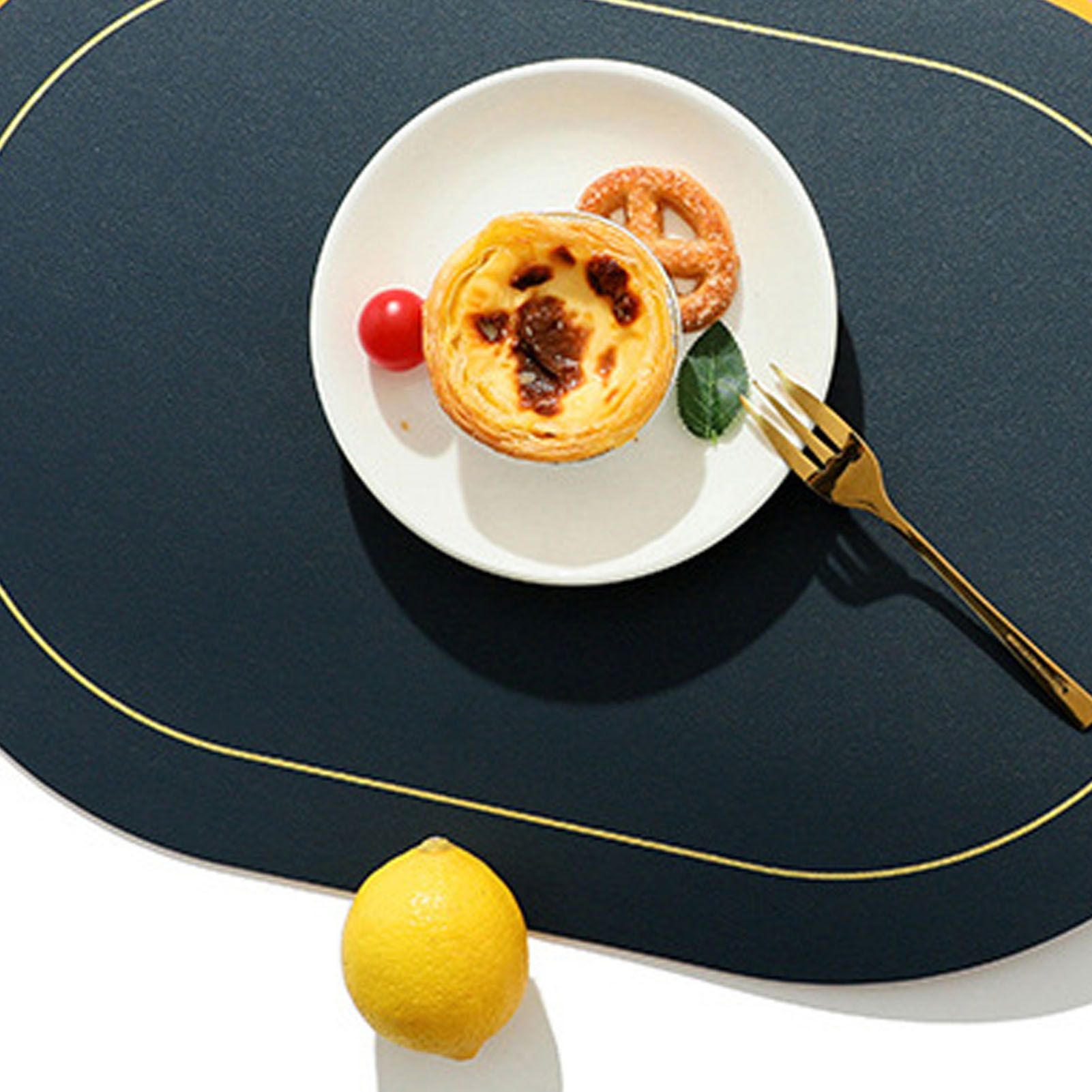2Pcs Leather Oval Dining Food Mat Oil Proof Insulation Restaurant Table Home Hotel Non Slip Bowl Pad Placemat Blue - Image 6