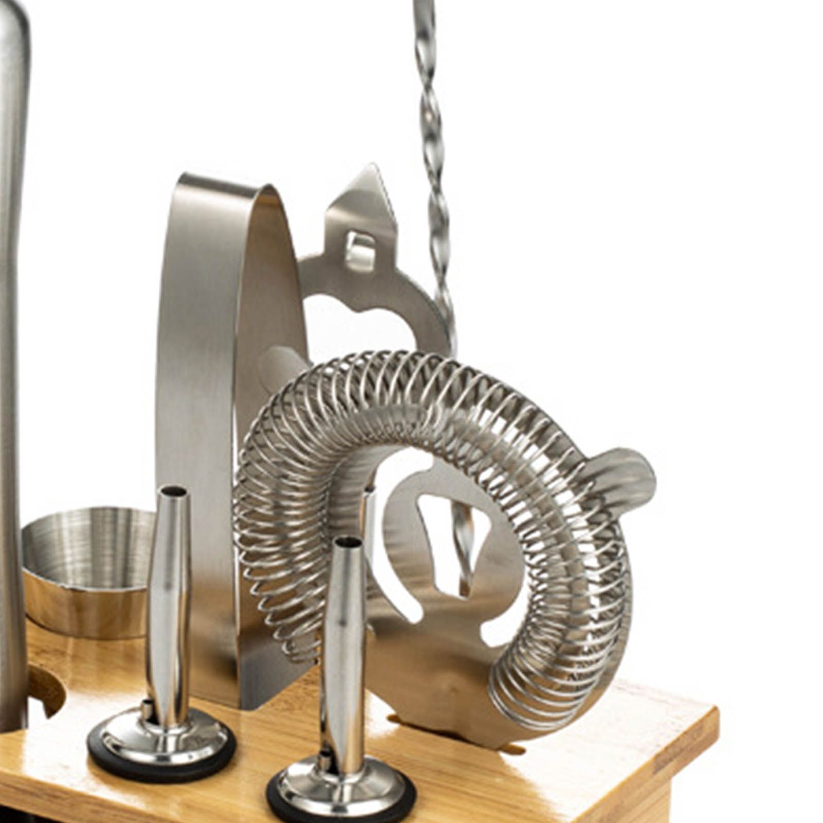 10PCS Home Bartending Kit Stainless Steel with Bamboo Tray Cocktail Mixing Tool Set for DIY Novice 550ML - Image 7