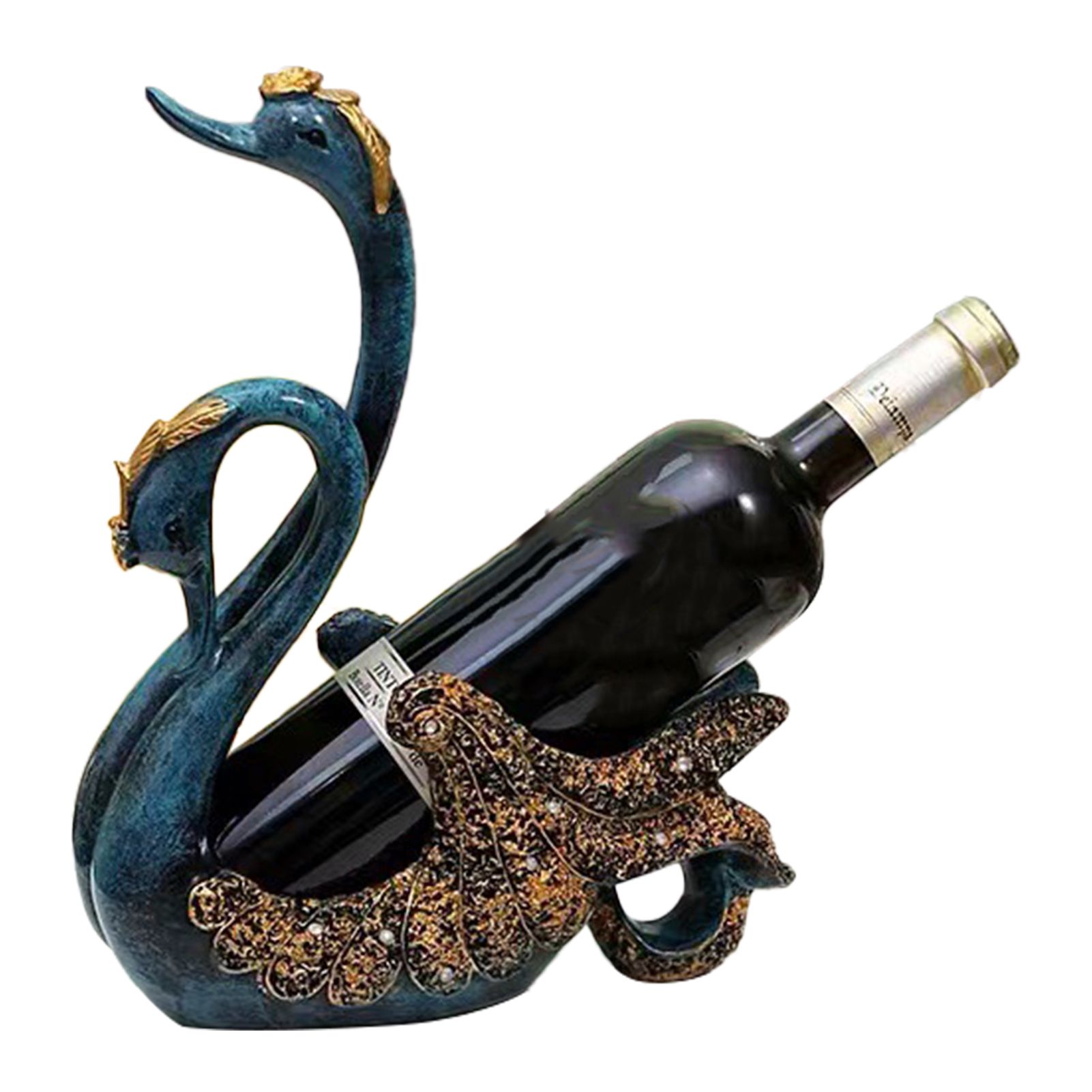 Luxury Swan Wine Rack Innovative Desktop Wine Cabinet Decorative Ornaments for Living Room Office Blue - Image 1